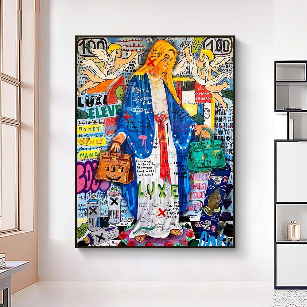 Banksy Virgin Mary Art Print - Unique & Captivating Street Art Masterpiece for Home Decor, Office Wall Art & Gift Ideas