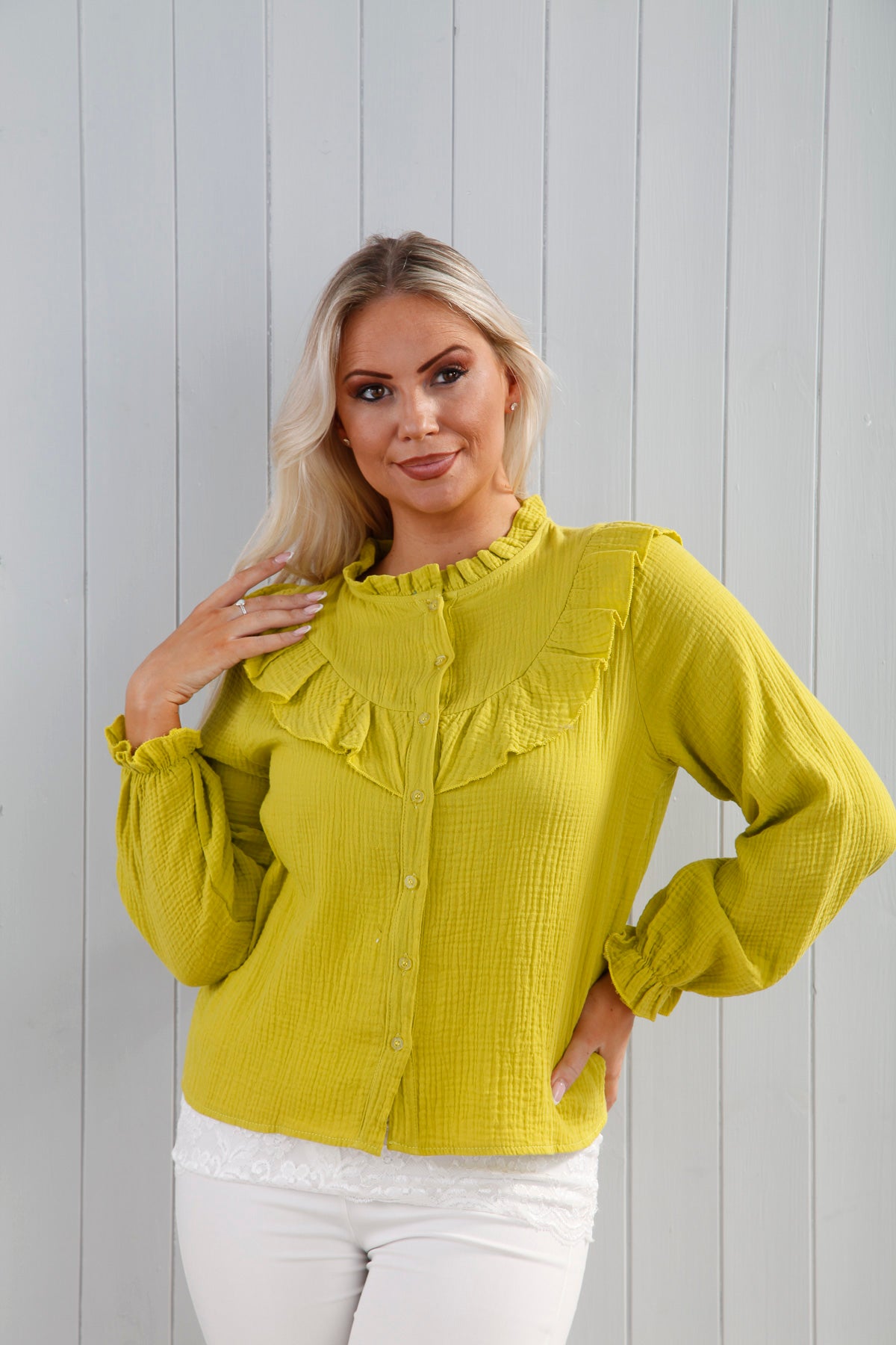 Victoria Lime Rio Blouse - Women's Floral Print Casual Blouse for Summer, Beach & Vacation Outfits | Lightweight & Breathable Top for Outdoor Activities