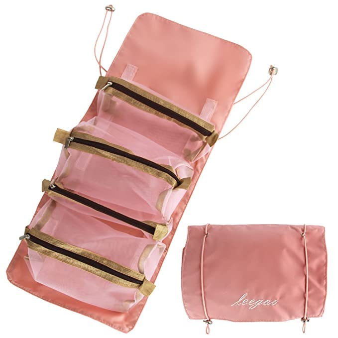 SQUICKLE 4-in-1 Foldable Travel Toiletry Bag for Women - Waterproof Cosmetic & Makeup Organizer Pouch - Perfect for Vacation, Gym, Camping & Business Trips