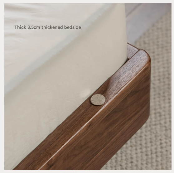 Black Walnut Solid Wood Bed Frame - Wabi Sabi Style Minimalist Bedroom Furniture for Zen & Japandi Home Decor