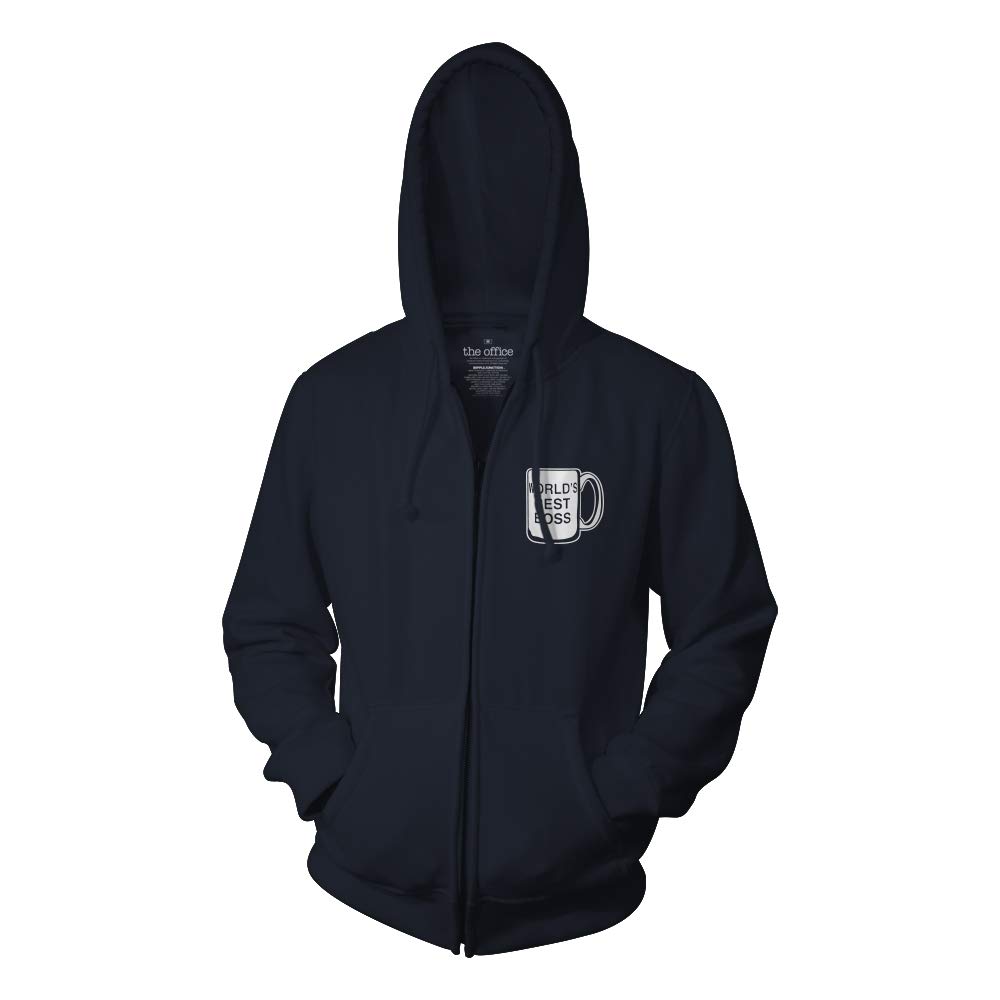 The Office World's Best Boss Full Zip Fleece Hoodie by Ripple Junction - Cozy & Funny TV Show Merch for Fans, Work & Casual Wear
