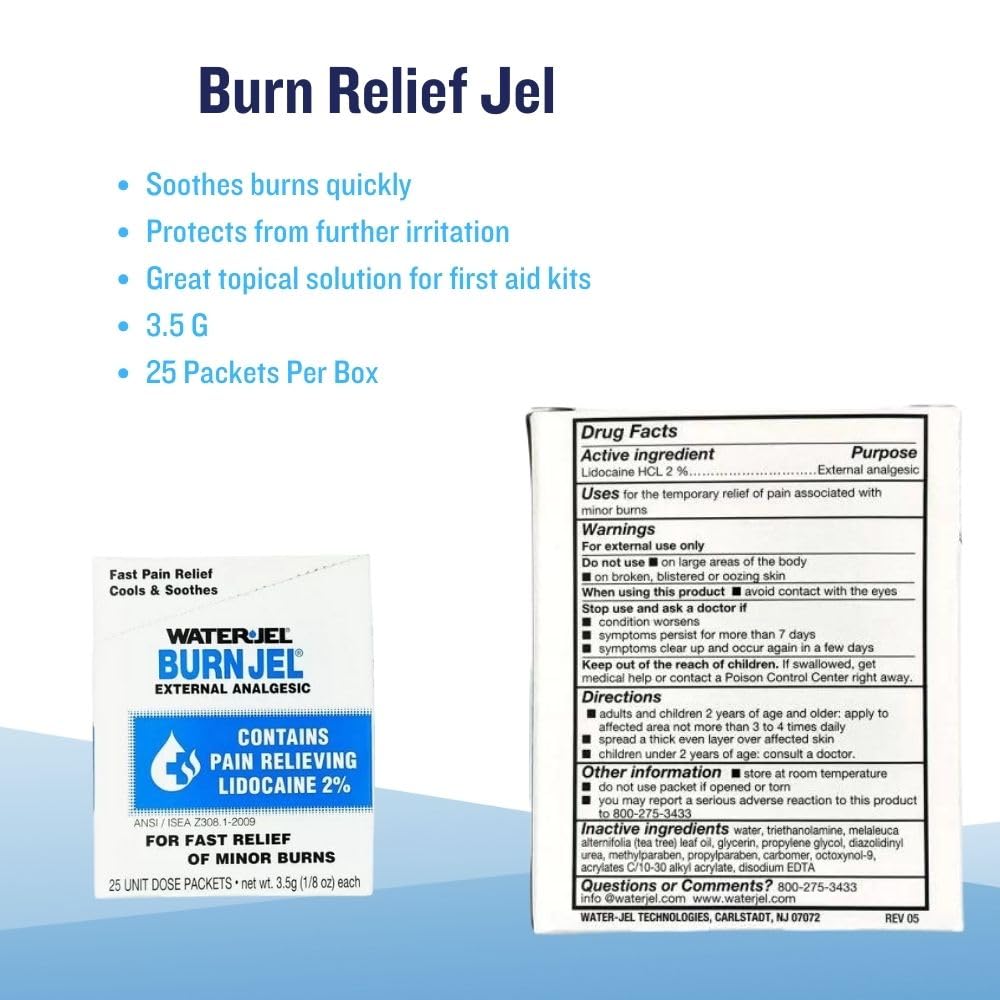 Sterile Gel Burn Dressing Packets - First Aid Burn Gel Dressings, 25 Pack - Ideal for Minor Burns, Sunburns, and Kitchen Accidents