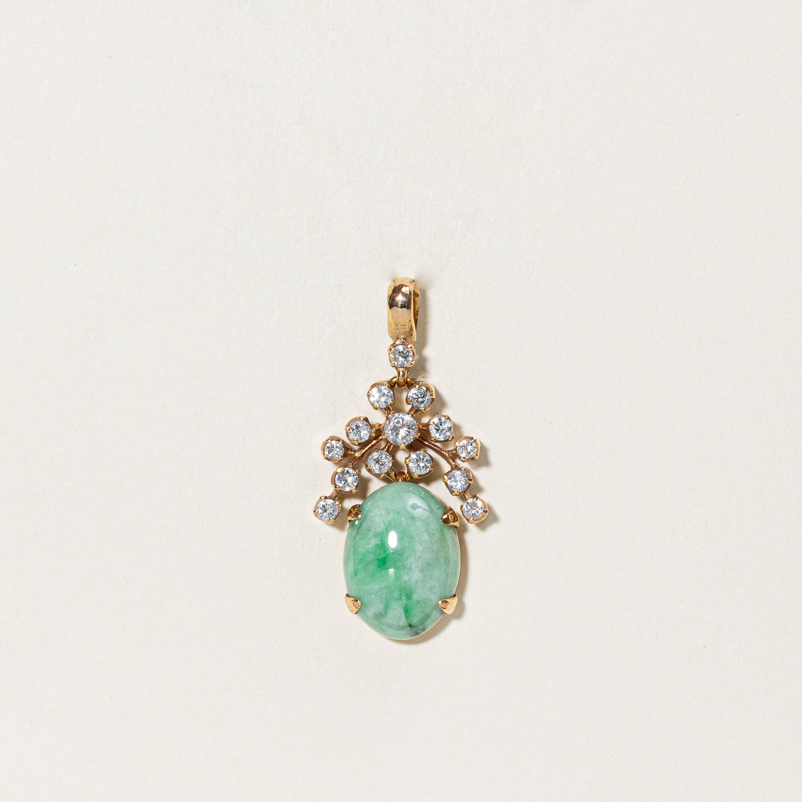 Natural Jadeite & Diamond Pendant Necklace - 5.00ct Emerald Green Jade with 0.40ctw Diamond Accents | 14K Gold Jewelry for Women | Elegant Gift for Anniversary, Birthday & Special Occasions
