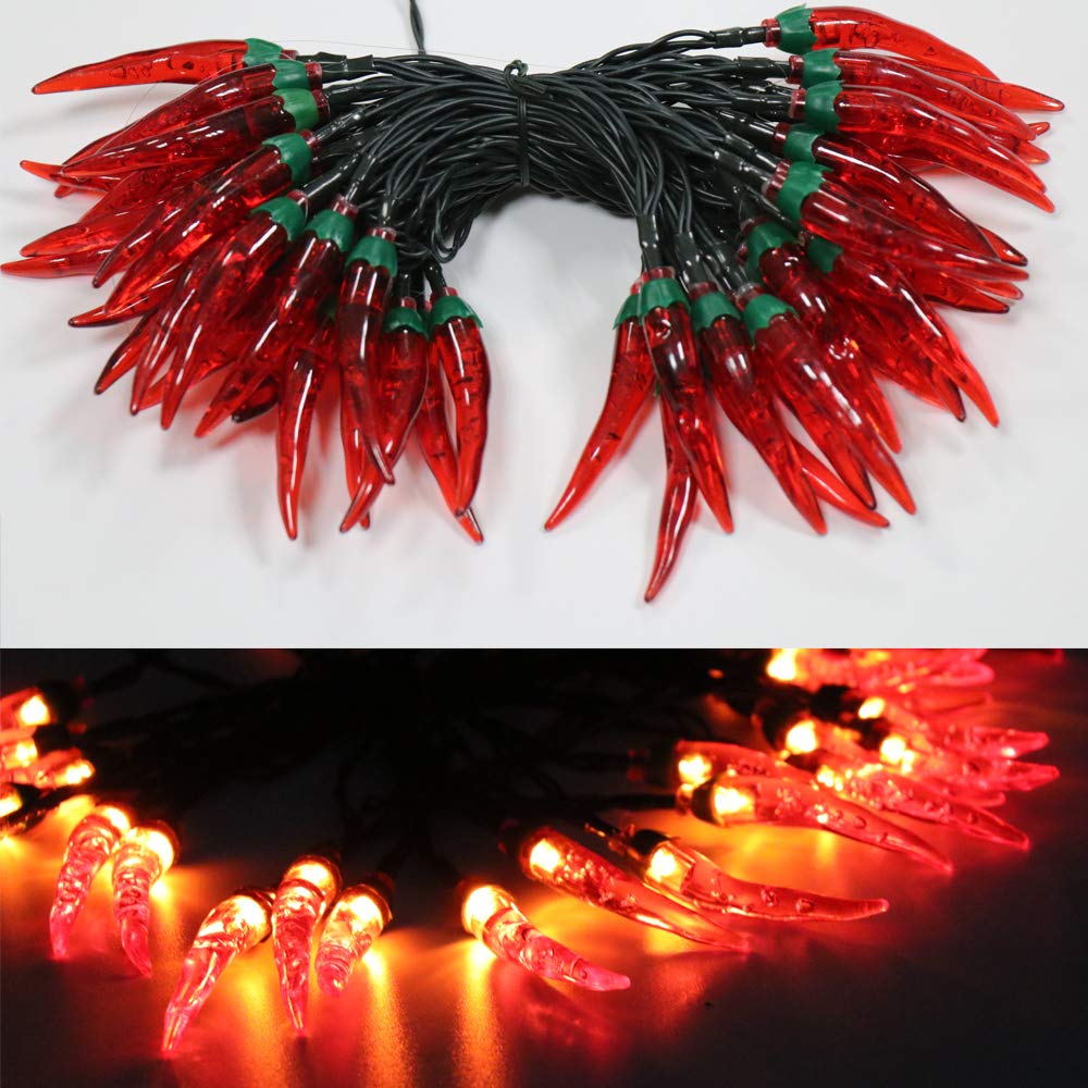 50LED Solar Red Chili String Lights - 23FT Outdoor Waterproof Fairy Lights for Garden, Porch, Wedding, Party & Christmas Decor - Energy-Efficient Solar-Powered LED Chili Pepper Lights for Holiday & Harvest Decoration