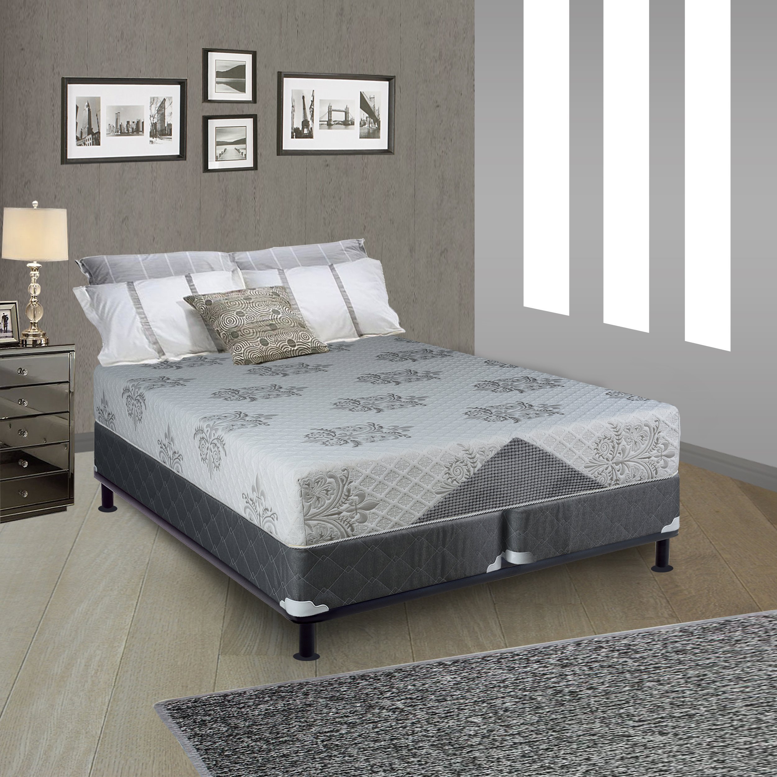 Fully Assembled Split Wood Traditional Box Spring/Foundation for Queen Mattress Set - Sturdy Beige Bed Base for Enhanced Support & Comfort | Perfect for Bedroom, Guest Room & Dormitory