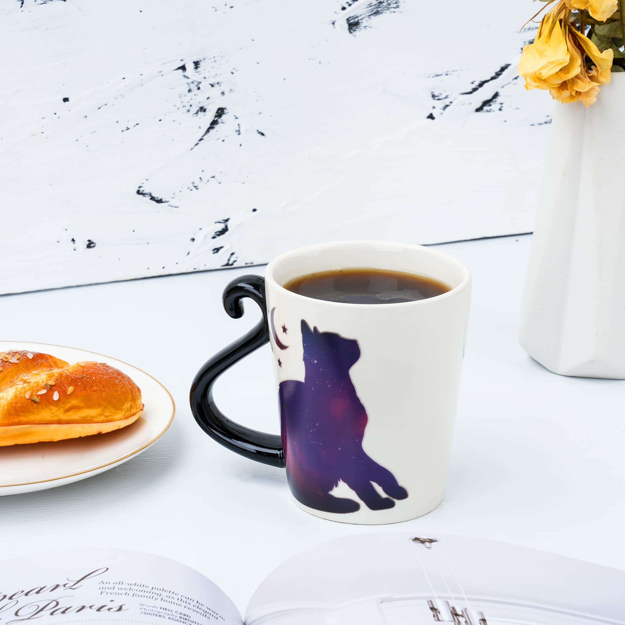 Thermo Color Changing Cat Coffee Mug - Funny Cat Lover Gift for Women, Mom, Wife, Sister, BFF - 12oz Ceramic Cup - Perfect for Birthday, Christmas, Office Gifts & Coffee Tea Lovers