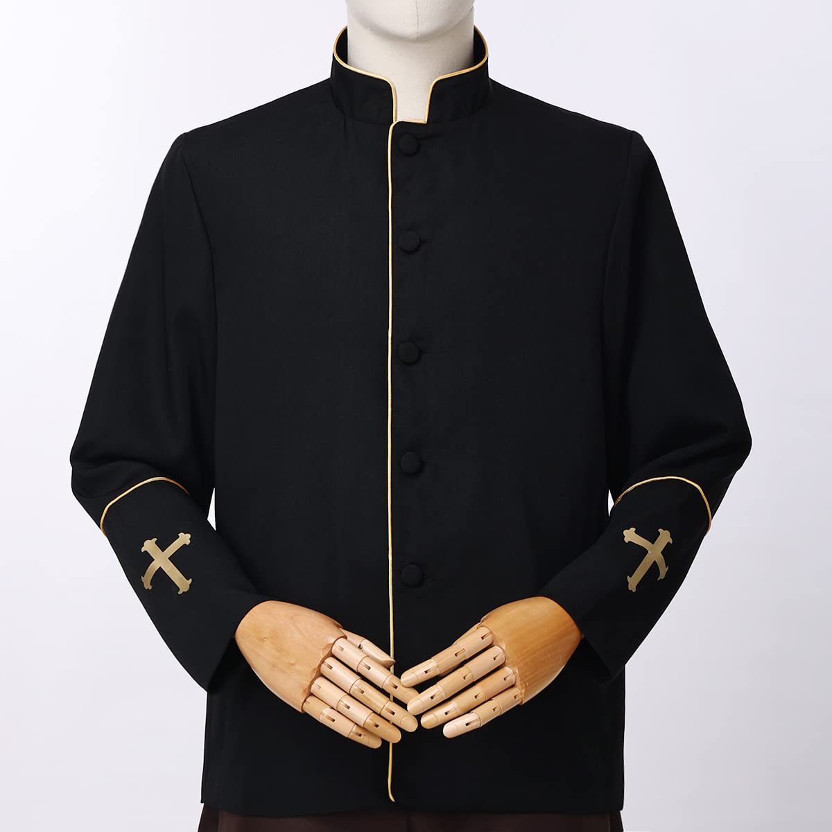 Men's Clergy Coat - Church Priest Robe Vestment with Stand Up Collar & Button Down Design - Formal Religious Attire for Pastors, Ministers & Worship Services - Perfect for Sunday Mass, Weddings & Church Ceremonies