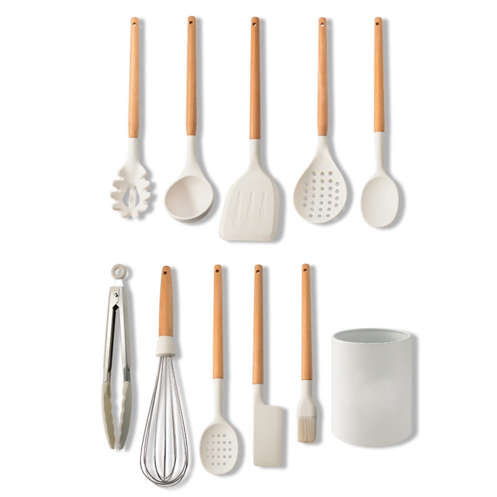 10-Piece Non-Stick Silicone Cooking Utensil Set with Holder - Heat Resistant Kitchen Tools for Baking, Frying & Cooking - Perfect Spatula Set for Nonstick Pans & Everyday Meal Prep