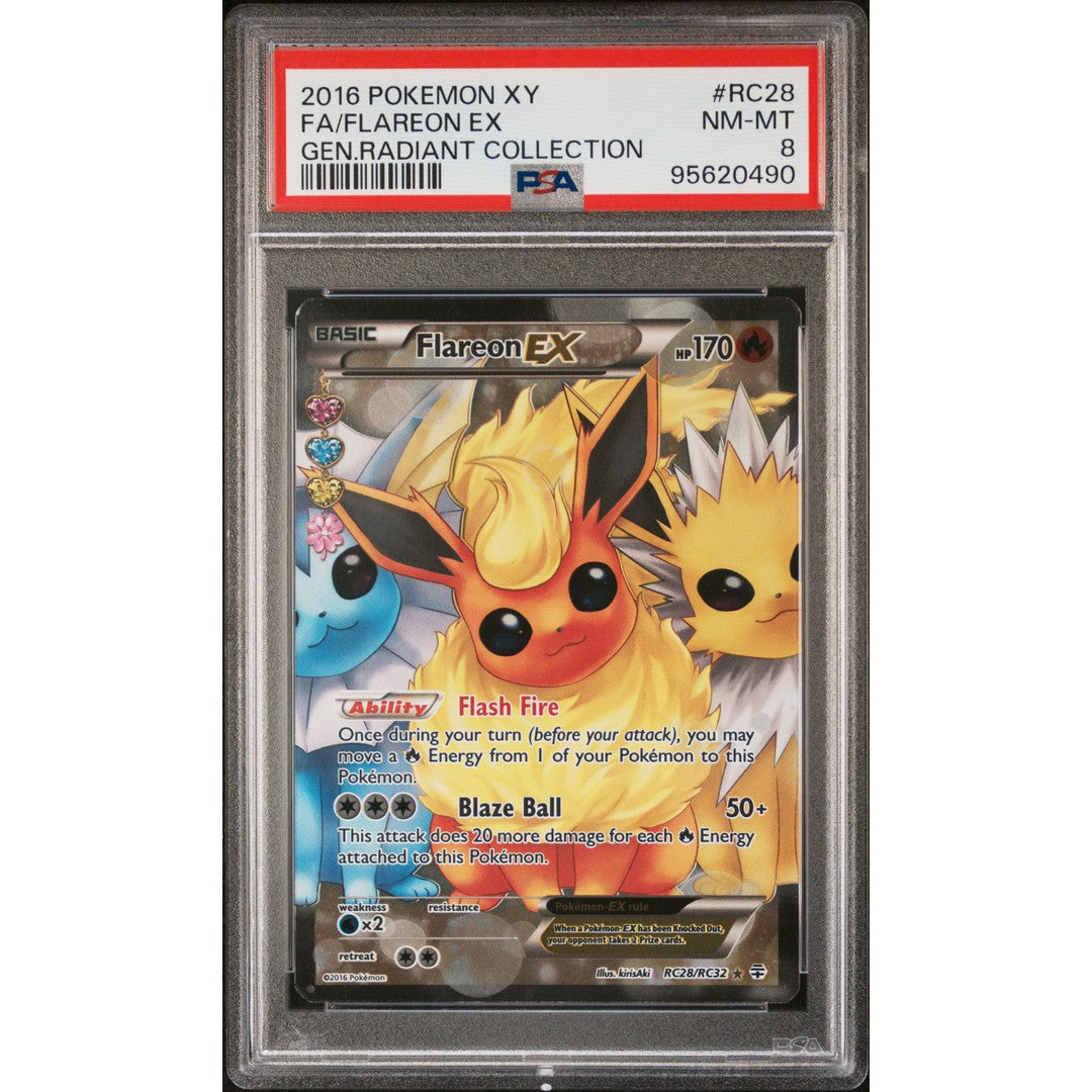 2016 Pokemon XY Generations Radiant Collection Flareon RC28/RC32 PSA 8 Graded Trading Card - Rare Collectible for Pokemon Fans & Card Game Enthusiasts - Perfect for Display, Trading, and Gaming Battles