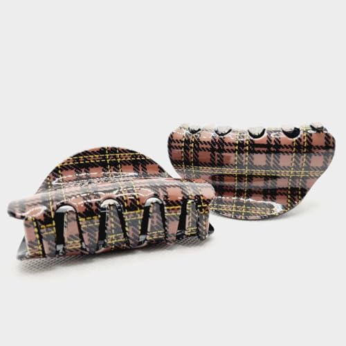 Small Acrylic Hair Claw Clips for Women & Girls - Non-Slip Grip Plastic Hair Clamps (Coffee) - Perfect for School, Work, and Everyday Hairstyles