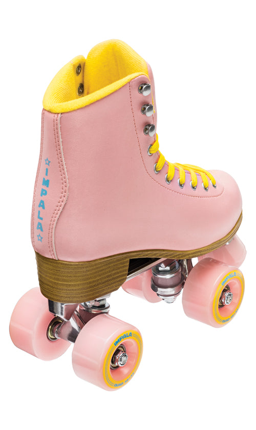 Impala Roller Skates for Women - Pink & Yellow Retro Quad Skates with Lightweight Aluminum Frame - Perfect for Outdoor Skating, Roller Derby & Rink Fun