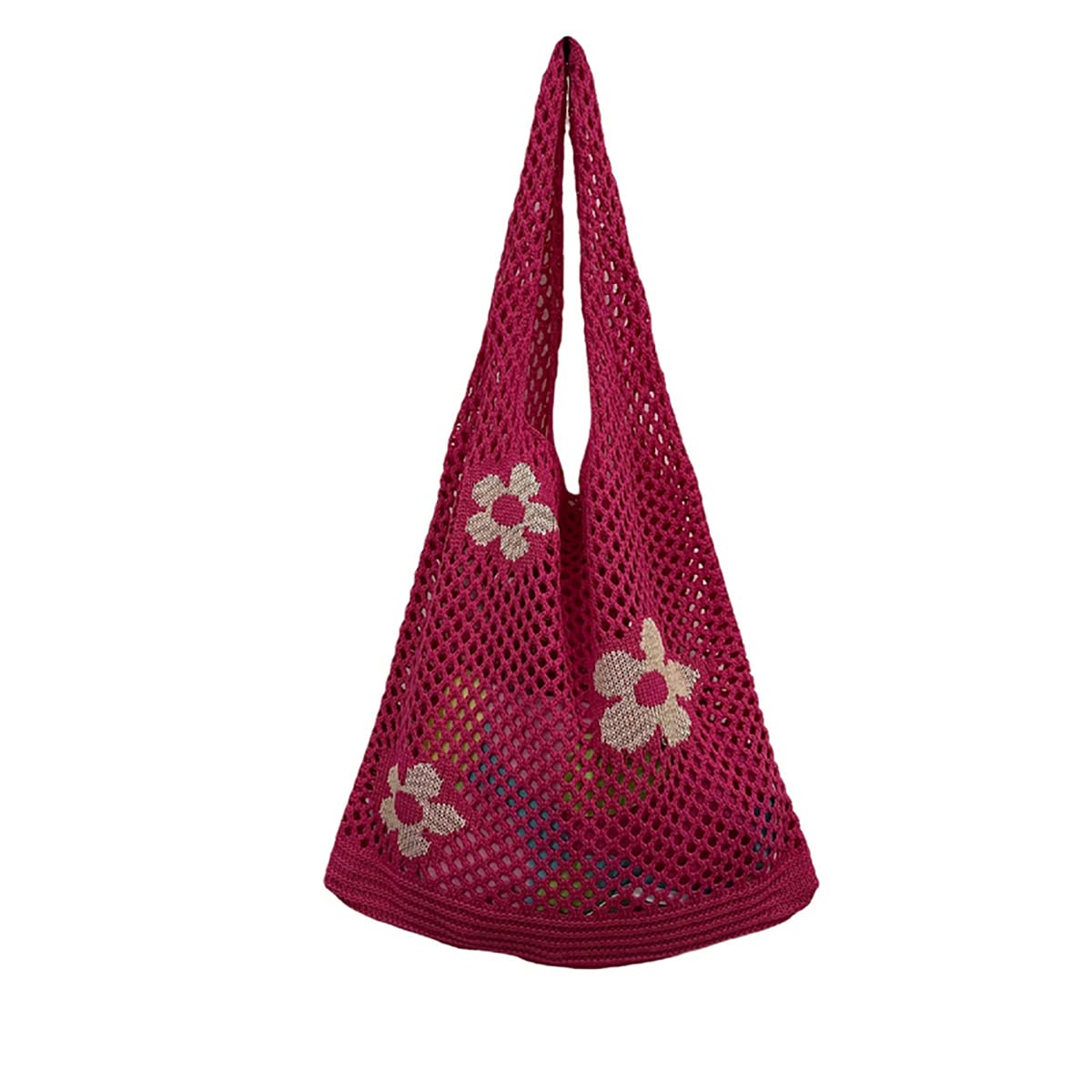 Stylish Women's Knit Mesh Hollow Shoulder Bags - Lightweight Hobo Tote for Shopping, Beach, and Everyday Use