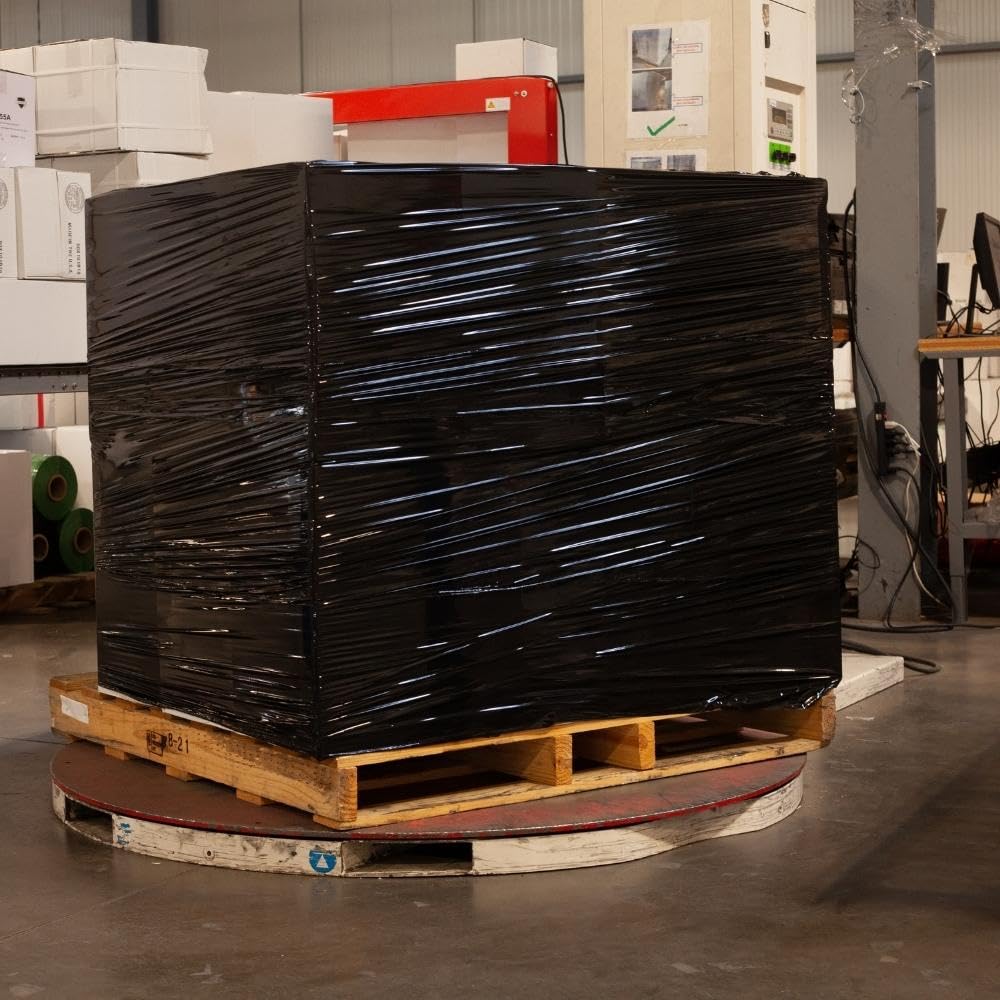 MMBM Black Stretch Wrap Film - 20 Inch x 5000 Feet, 80 Gauge, 2 Pack - Heavy Duty Colored Plastic Cling Film for Pallet Wrapping & Color Coding - Perfect for Warehouse, Shipping & Industrial Packaging