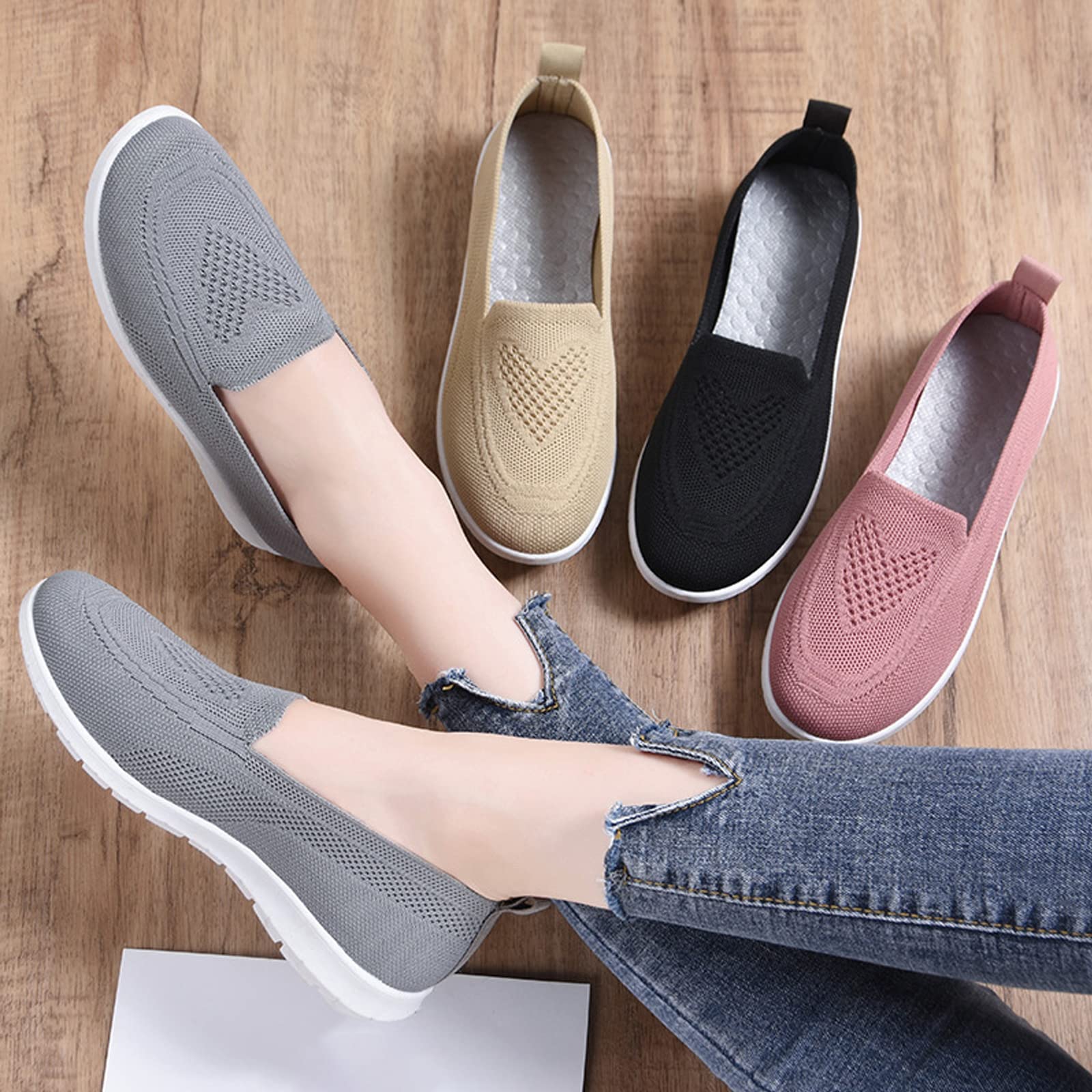 UGOSELEC Women's Slip-On Mesh Walking Shoes - Breathable Non-Slip Sneakers for Nurses, Lightweight Athletic Loafers for Work & Casual Wear | Perfect for Hospital Shifts, Walking & Daily Comfort