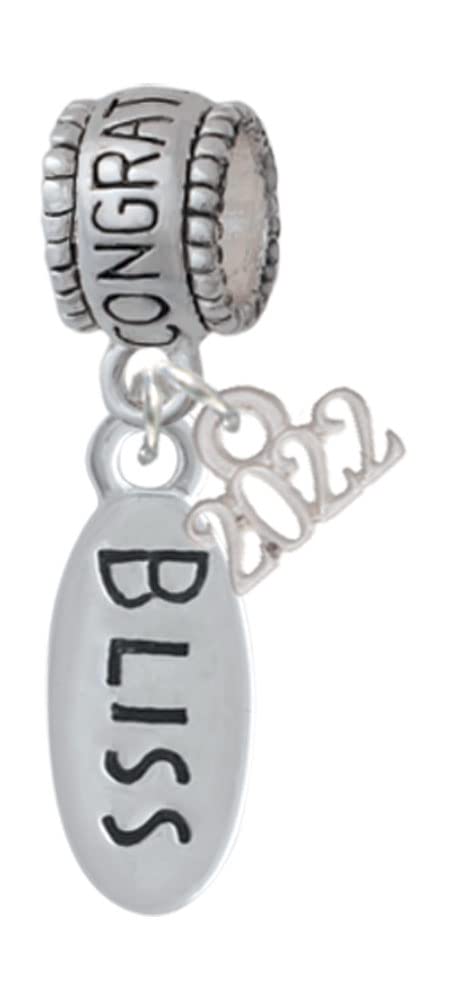 Silver Oval Charm Bead for Jewelry Making - Perfect for Congratulations Gifts