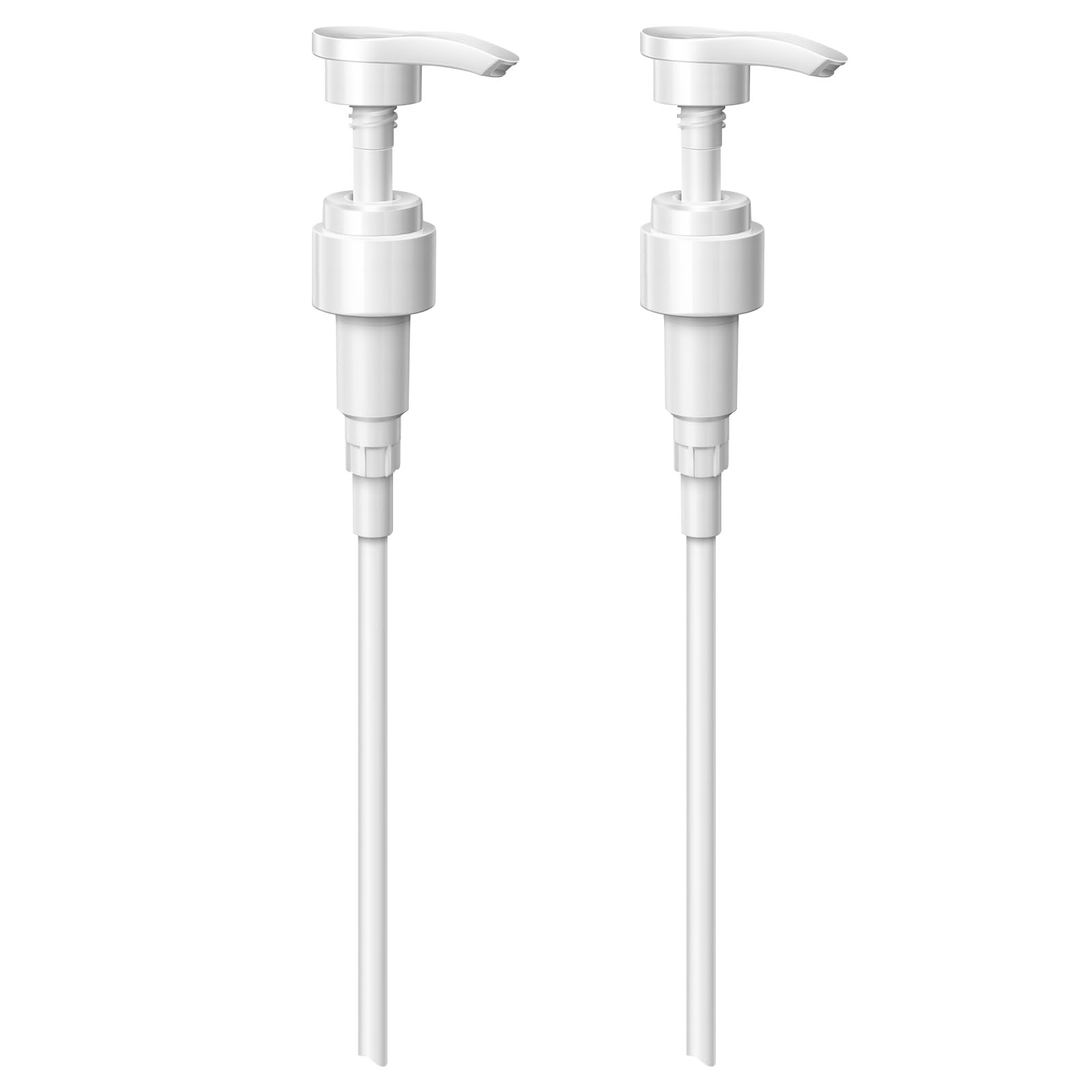 2-Pack Leak Proof Shampoo Dispenser Pump with Adjustable Tube - Fits 1-Inch Bottle Mouth (33.8 oz) - White Plastic for Shampoo, Conditioner & Liquid Soap - Perfect for Bathroom, Salon & Travel Use