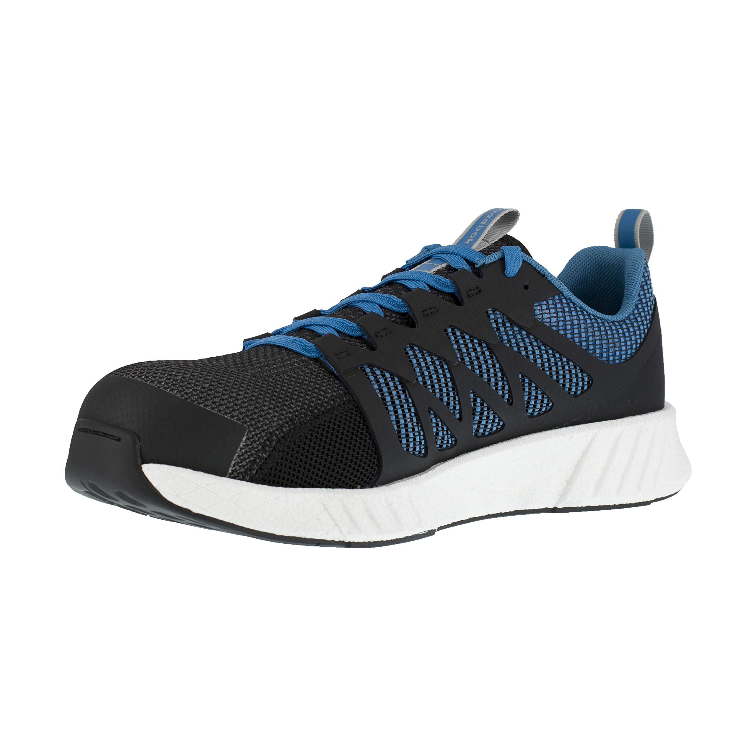 Reebok RB4314 Fusion Flexweave Men's Safety Work Shoes with Composite Toe - Black & Blue - Size 16 - Lightweight & Durable for Construction, Warehouse & Industrial Work