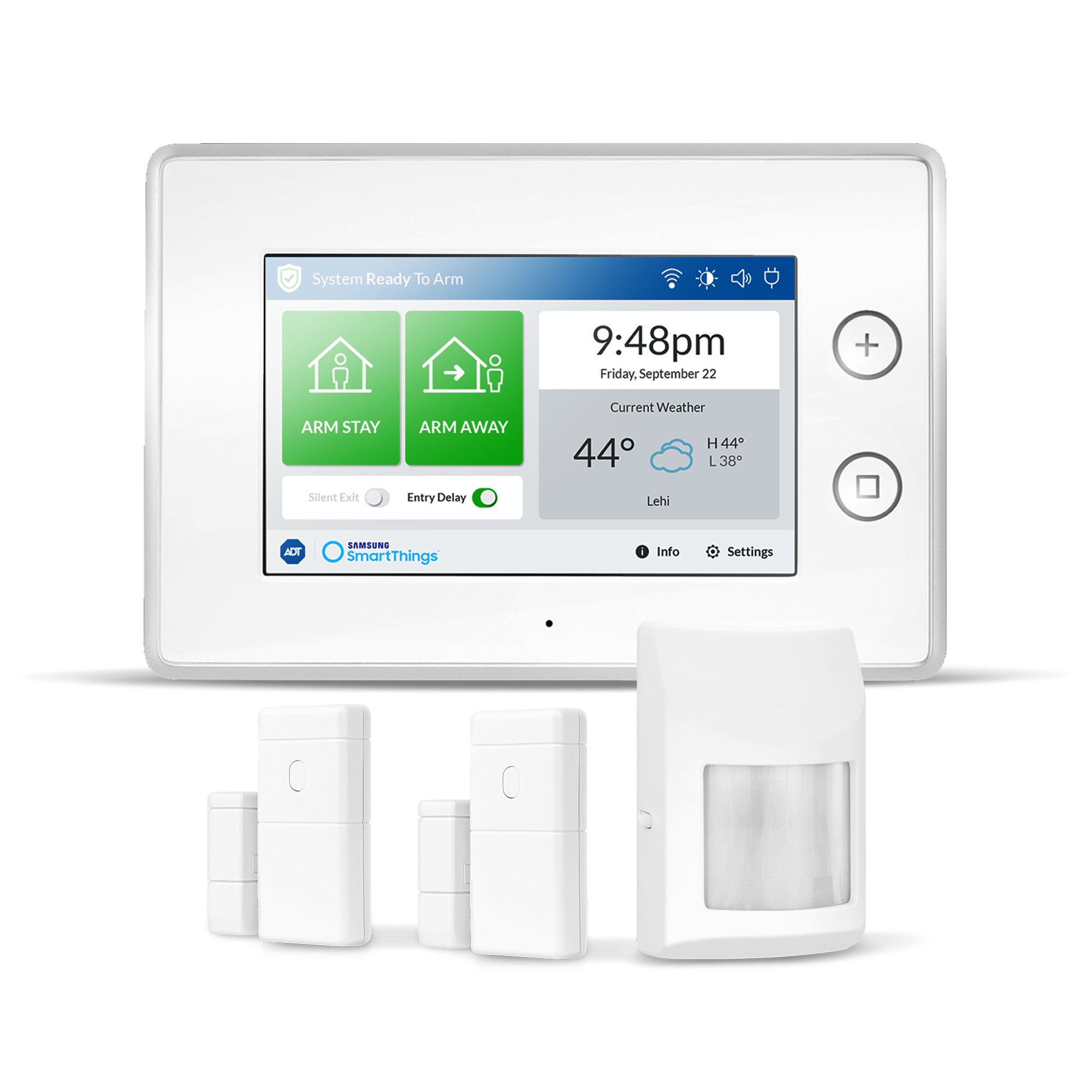 Samsung SmartThings ADT Wireless Home Security Starter Kit - DIY Smart Alarm System Hub with Door/Window Sensors & Motion Detector - Alexa Compatible - White | Home & Office Security Protection for Family Safety