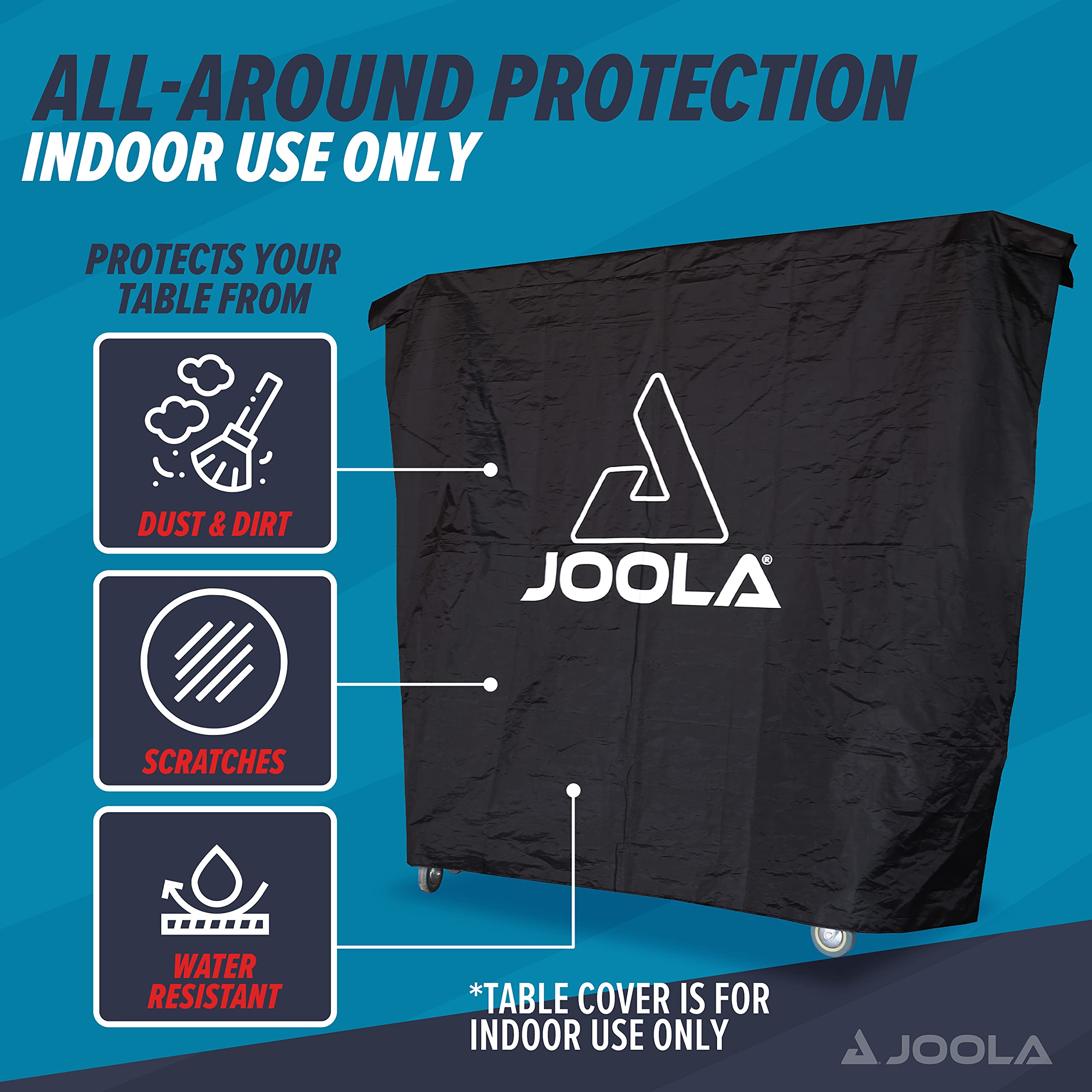JOOLA Waterproof Ping Pong Table Cover for Indoor & Outdoor Use - Fits 9x5 Folding & Flat Tables in Upright/Down Positions - Durable Tennis Table Protection for Home, Club, or Backyard Games