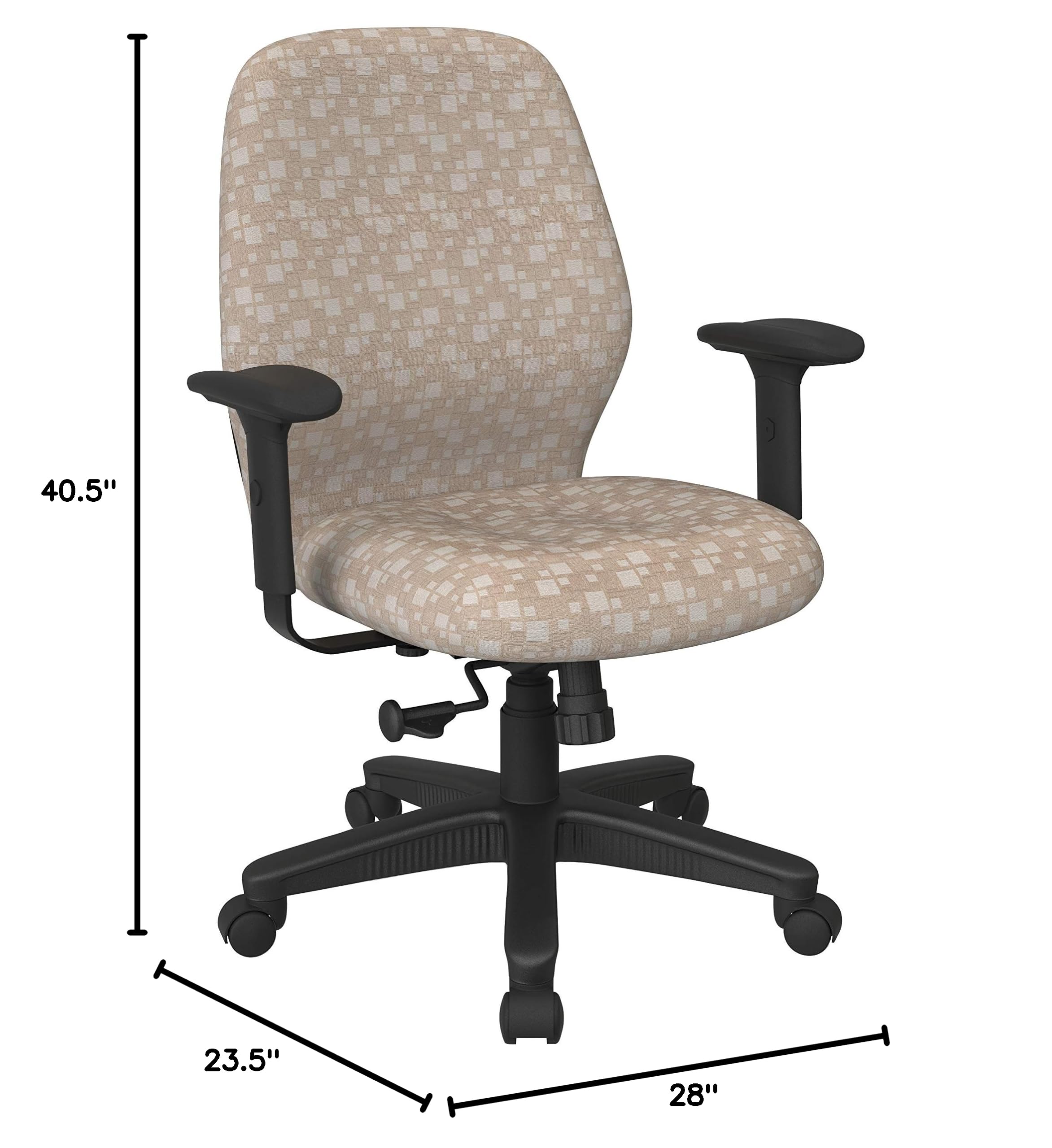Office Star Ergonomic Mid Back Adjustable Office Desk Chair with Thick Padded Seat & Lumbar Support - City Park Birch Fabric - Perfect for Home Office, Gaming & Workspace Comfort