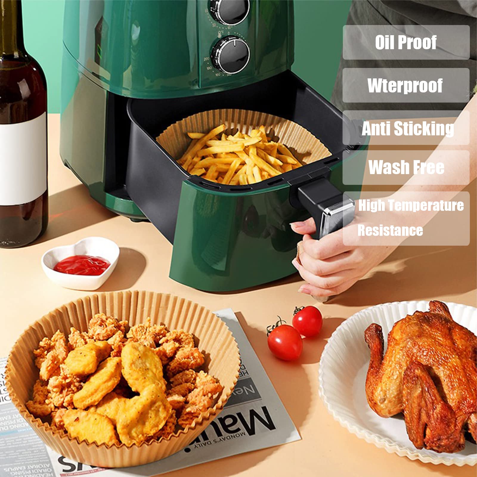 100 PCS Air Fryer Disposable Paper Liners - 6.3