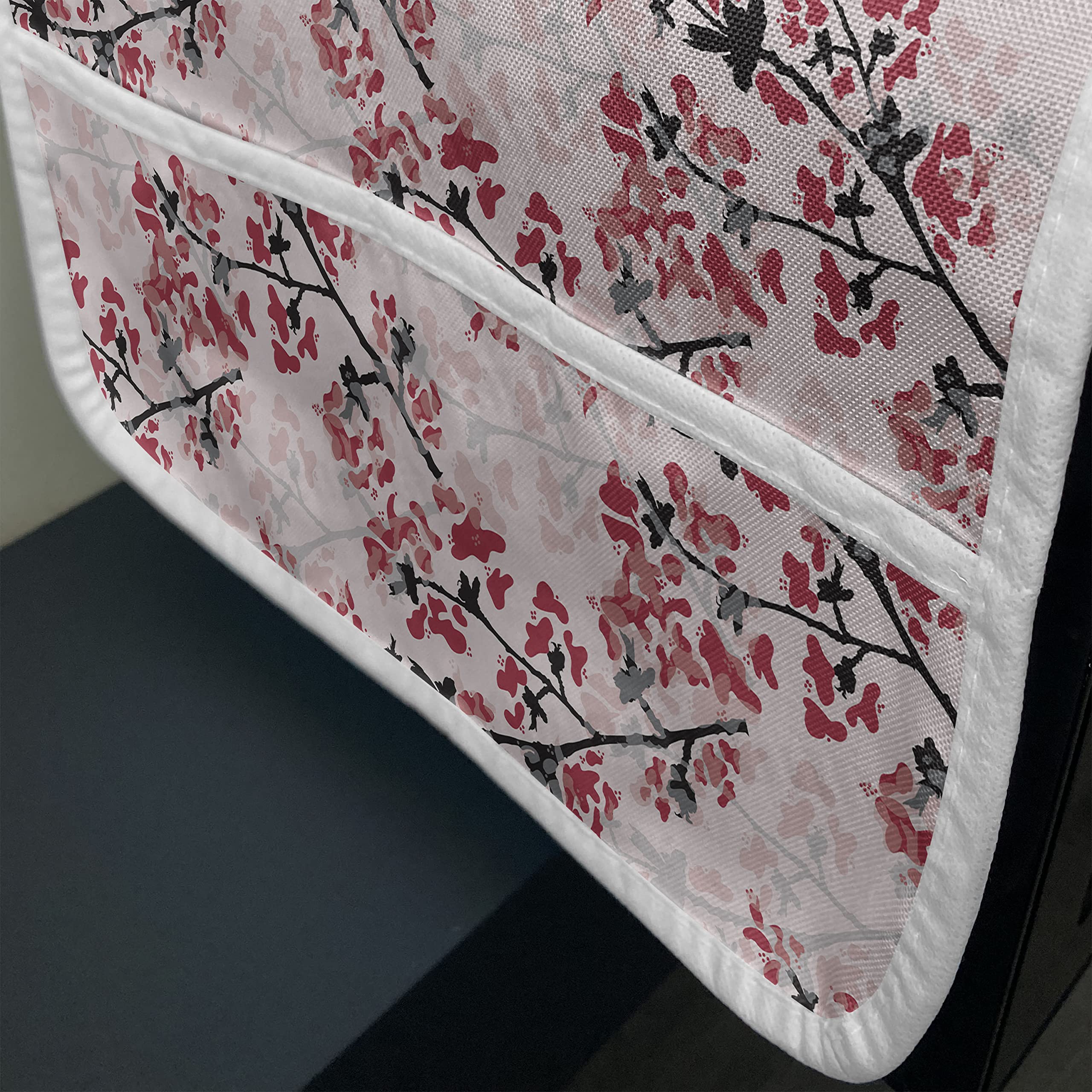 Ambesonne Floral Microwave Cover - Romantic Blush Flowers on Tree Branches Waterproof Kitchen Organizer with Pockets, 36