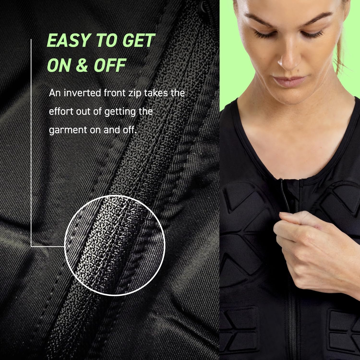 Z1 Women's Impact Vest - Front Zip Padded Compression Sports Vest for Karate, Football & MMA - Chest & Rib Protection Gear for Training & Competition