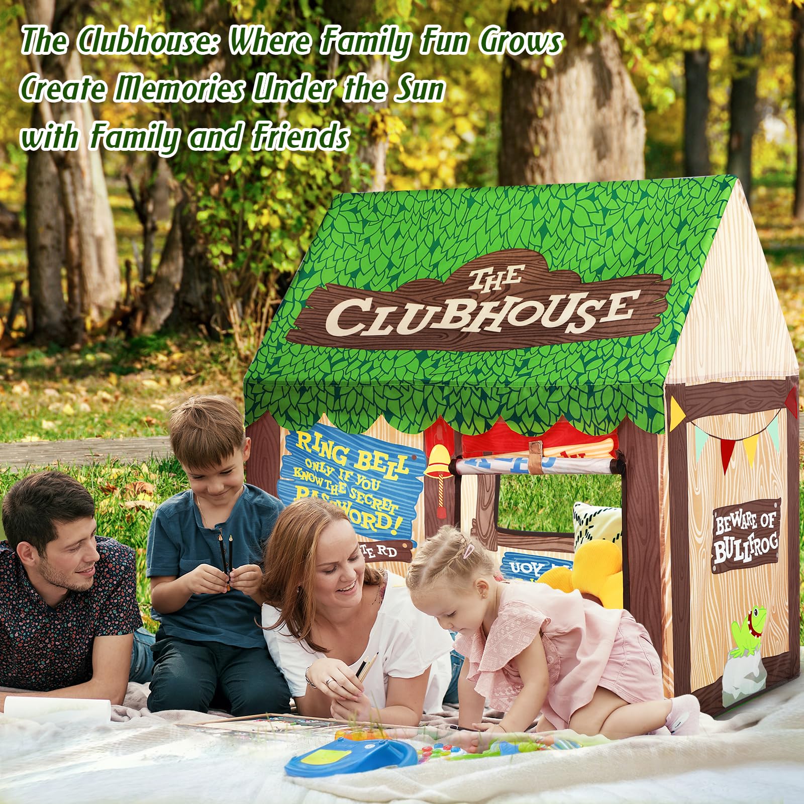 Kids Play Tent Indoor & Outdoor - SweHouse Clubhouse Tent with Roll-Up Door & Windows for Toddlers & Boys, Perfect for Birthday Gifts & Pretend Play Games (Ideal for Bedroom, Backyard, Camping & Playdates)
