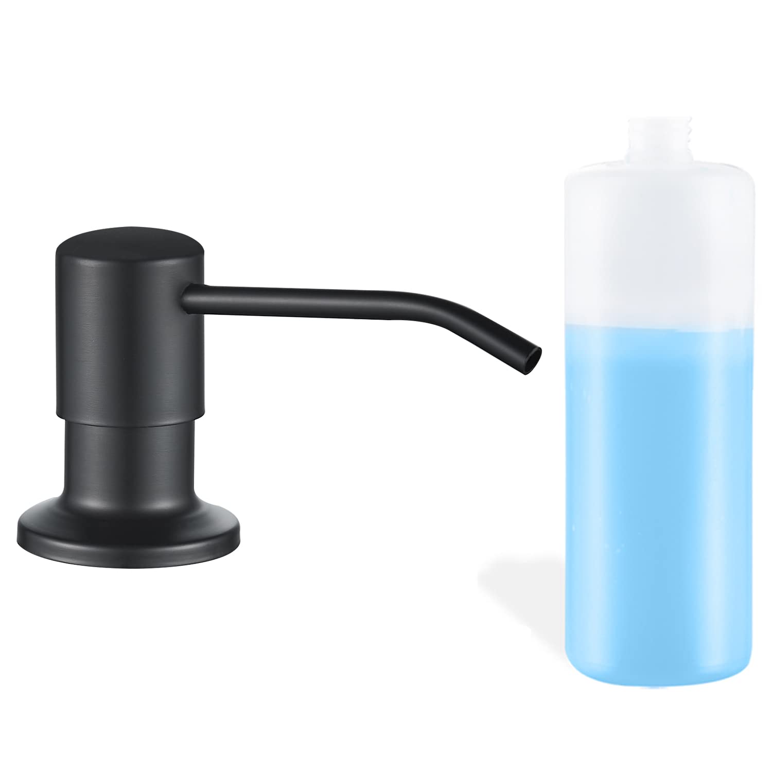 Matte Black Stainless Steel Built-In Soap Dispenser for Kitchen Sink - 17OZ Refillable Countertop Pump for Dish Soap & Hand Lotion | Perfect for Modern Kitchens & Bathrooms