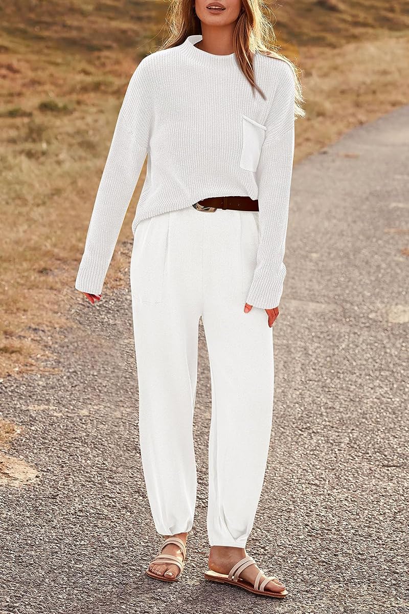 Lynkiss Women's 2-Piece Sweater Set - Knit Fall Pullover Top & Oversized Pants, Casual Lounge Wear & Tracksuit Outfit for Autumn | Cozy Homewear, Weekend Errands, Coffee Dates