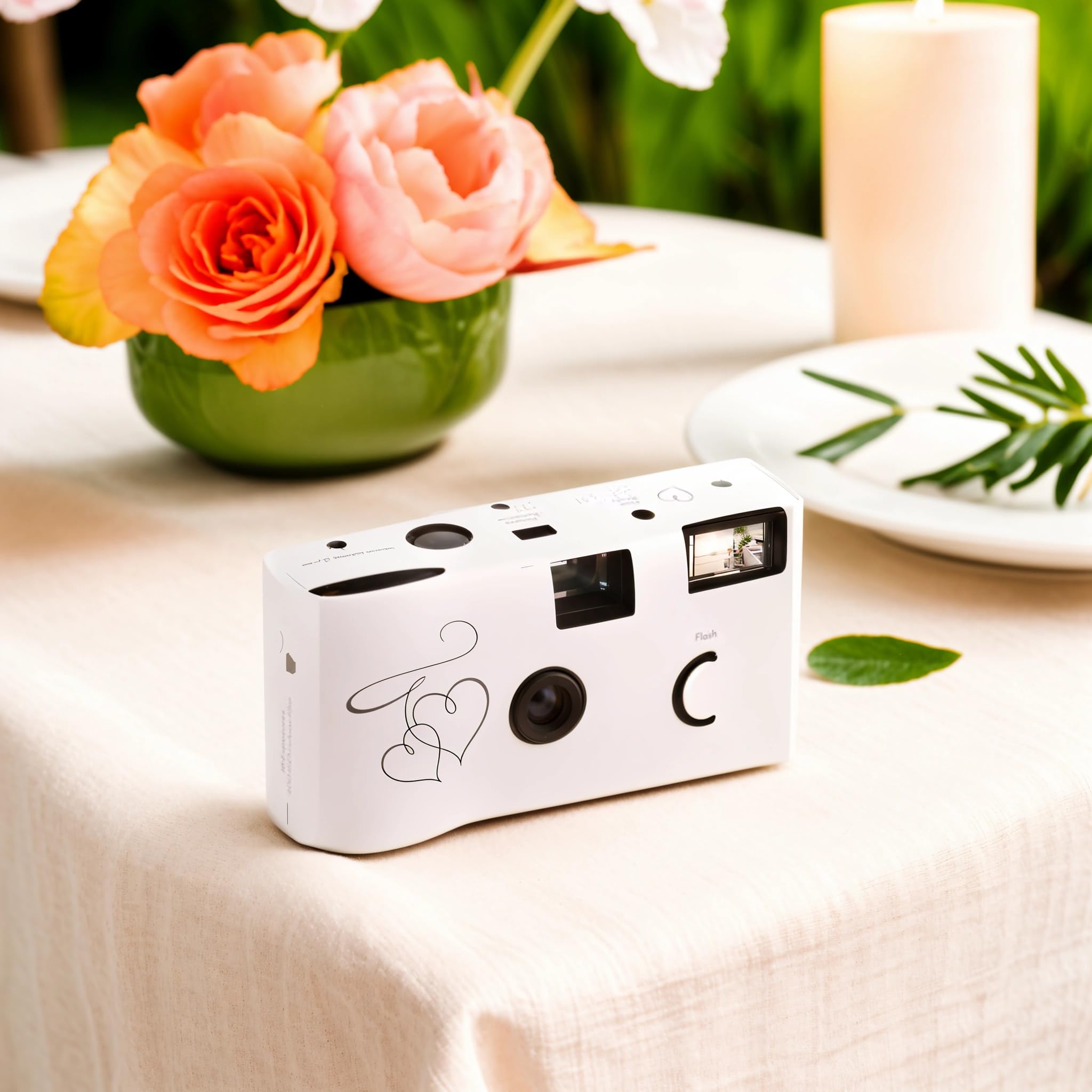 Weddingstar Disposable 35mm Film Camera with Flash - 10 Pack Single Use Wedding & Party Favors - Silver Enchanted Hearts for Wedding Photography, Birthday Parties, Vacation Memories & Special Events