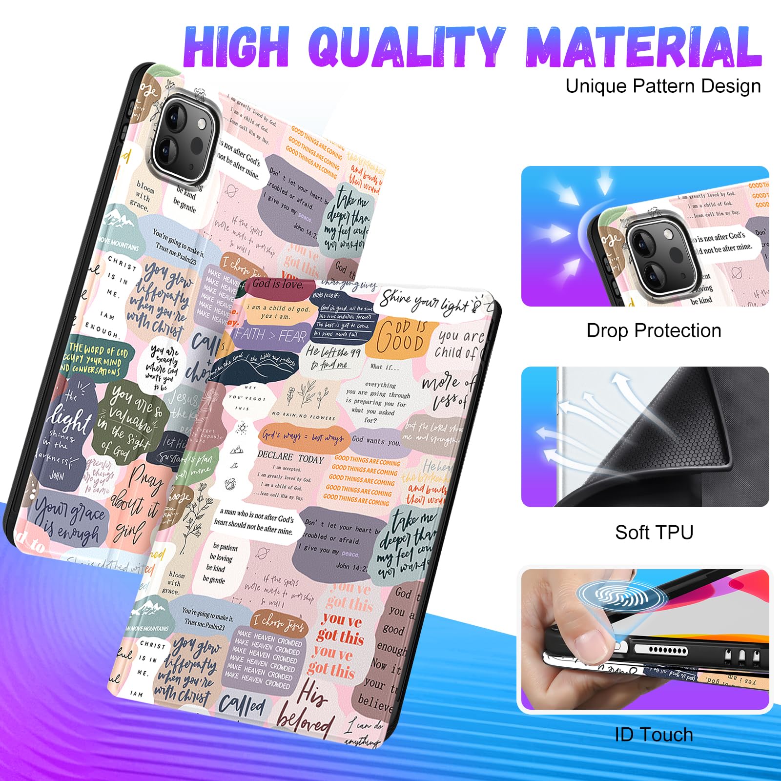 Cute Girly iPad Air 11 Case (M2/M3) & iPad Pro 11 Cover - Compatible with iPad Air 5th/4th Gen 10.9 & iPad Pro 11 (2024/2025/2022/2020) | Folio Stand with Pencil Holder | Perfect for Kids, Women & Girls - School, Work & Travel Protection