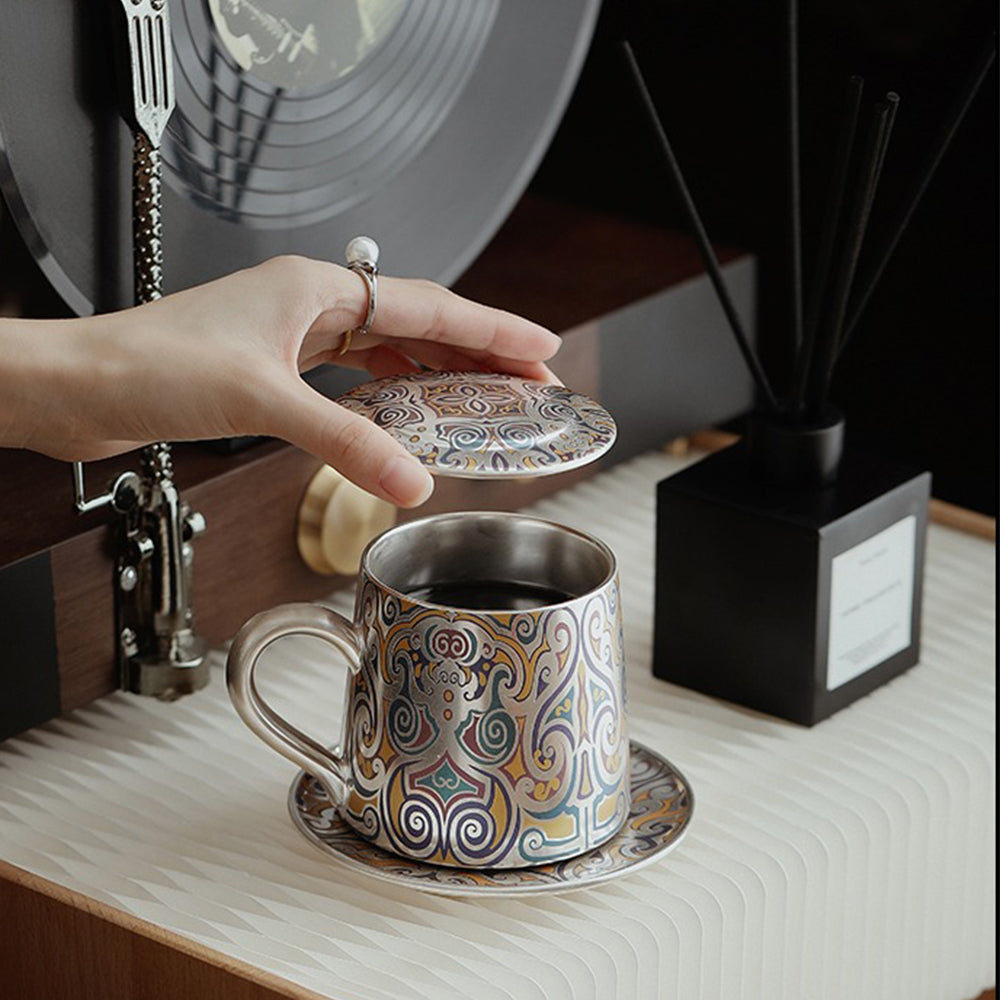 Exquisite Dunhuang Silver Plated Tea Cup - Handcrafted Chinese Artisan Tea Set for Home & Office - Perfect for Tea Ceremonies, Gifts, and Meditation Spaces
