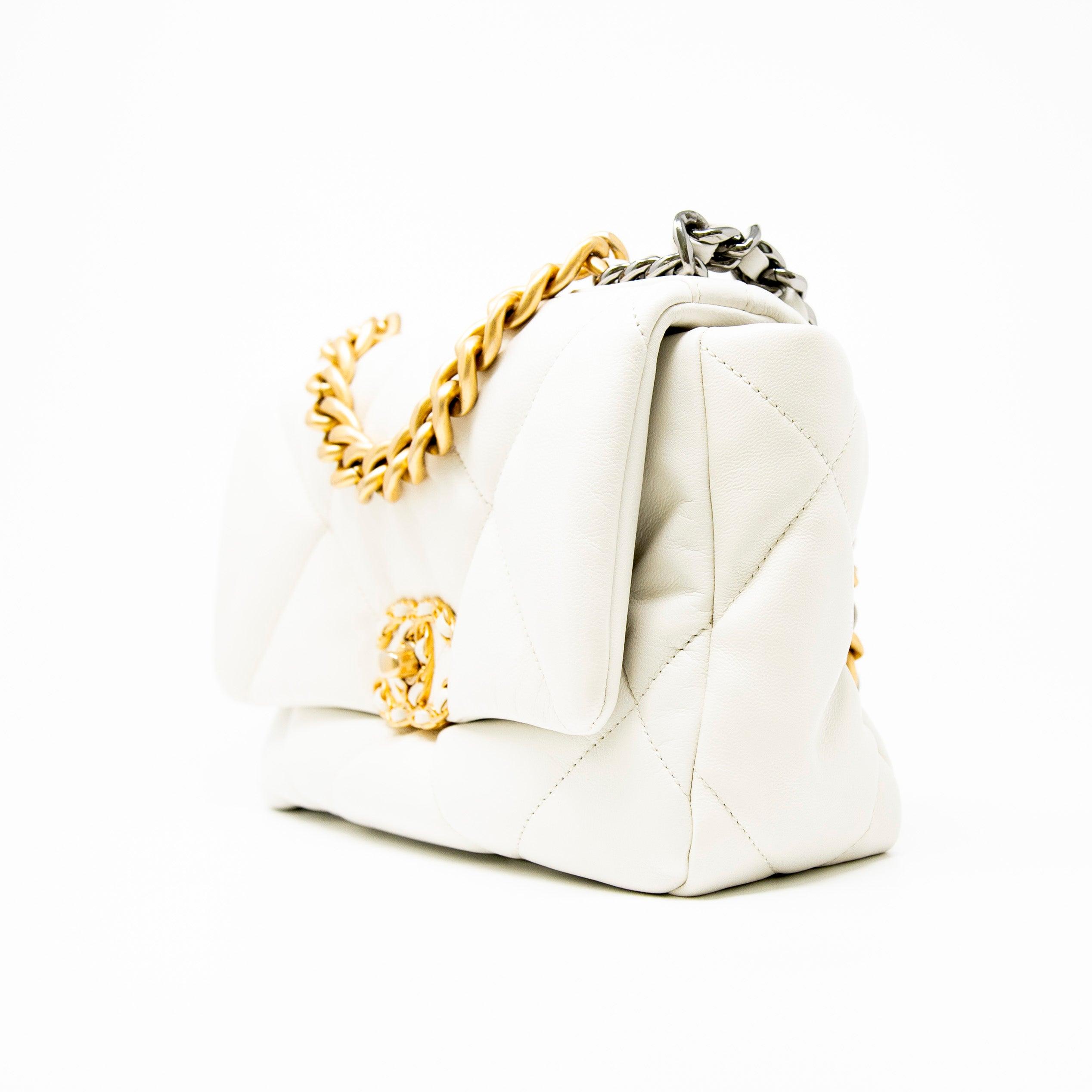 Chanel White Small 19 Flap Bag - Luxury Designer Handbag for Women | Perfect for Everyday Use, Parties & Special Occasions