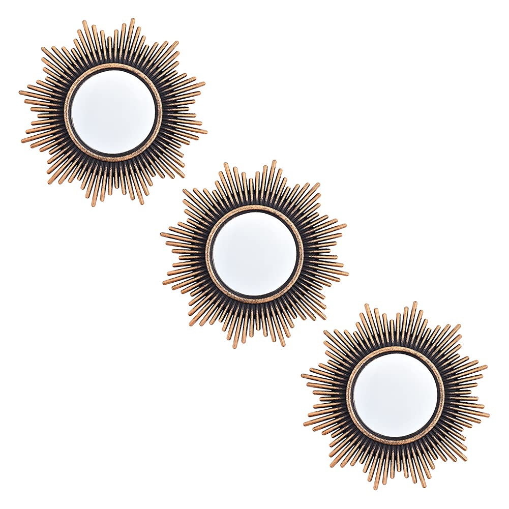 Stylish Round Wall Mirrors Set of 3 | Decorative Circle Mirrors for Bedroom, Living Room, Bathroom & Entryway | Modern Wall Decor for Home & Office