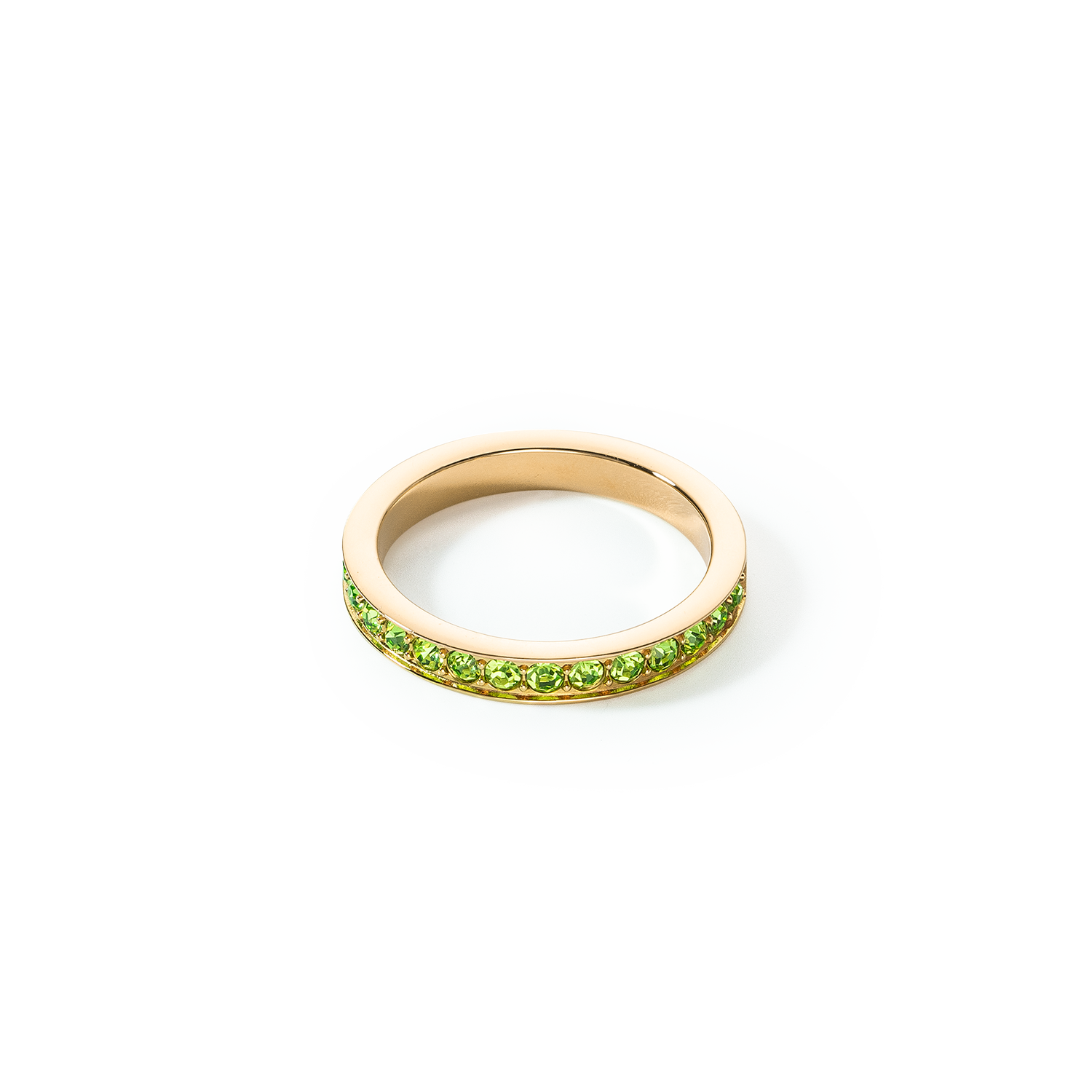 Stainless Steel Crystal Ring - Elegant Slim Gold Green Band for Women | Perfect for Weddings, Parties & Everyday Wear