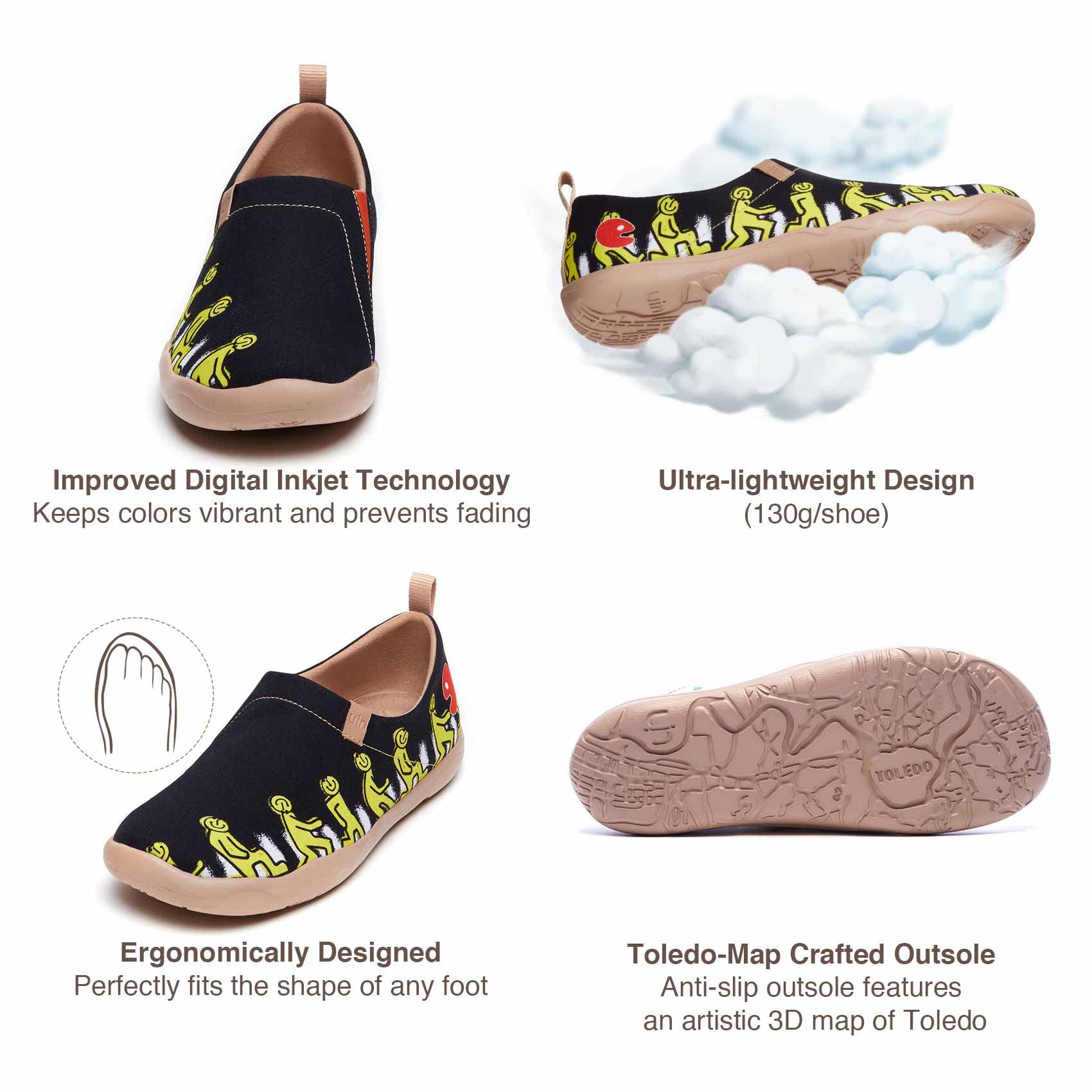 UIN Men's Slip On Canvas Sneakers - Lightweight Comfortable Walking Shoes for Travel & Casual Wear - Breathable Art Painted Loafers - Perfect for Daily Commute, Weekend Outings & Beach Vacations