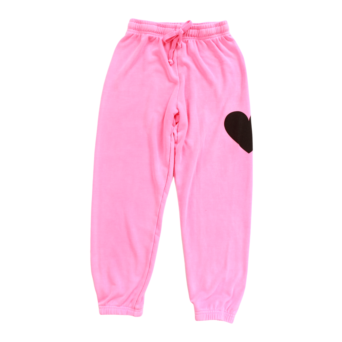 T2Love Neon Pink One Heart Sweatpants for Women - Soft Lounge Pants with Cute Heart Design - Perfect for Yoga, Gym, and Casual Wear
