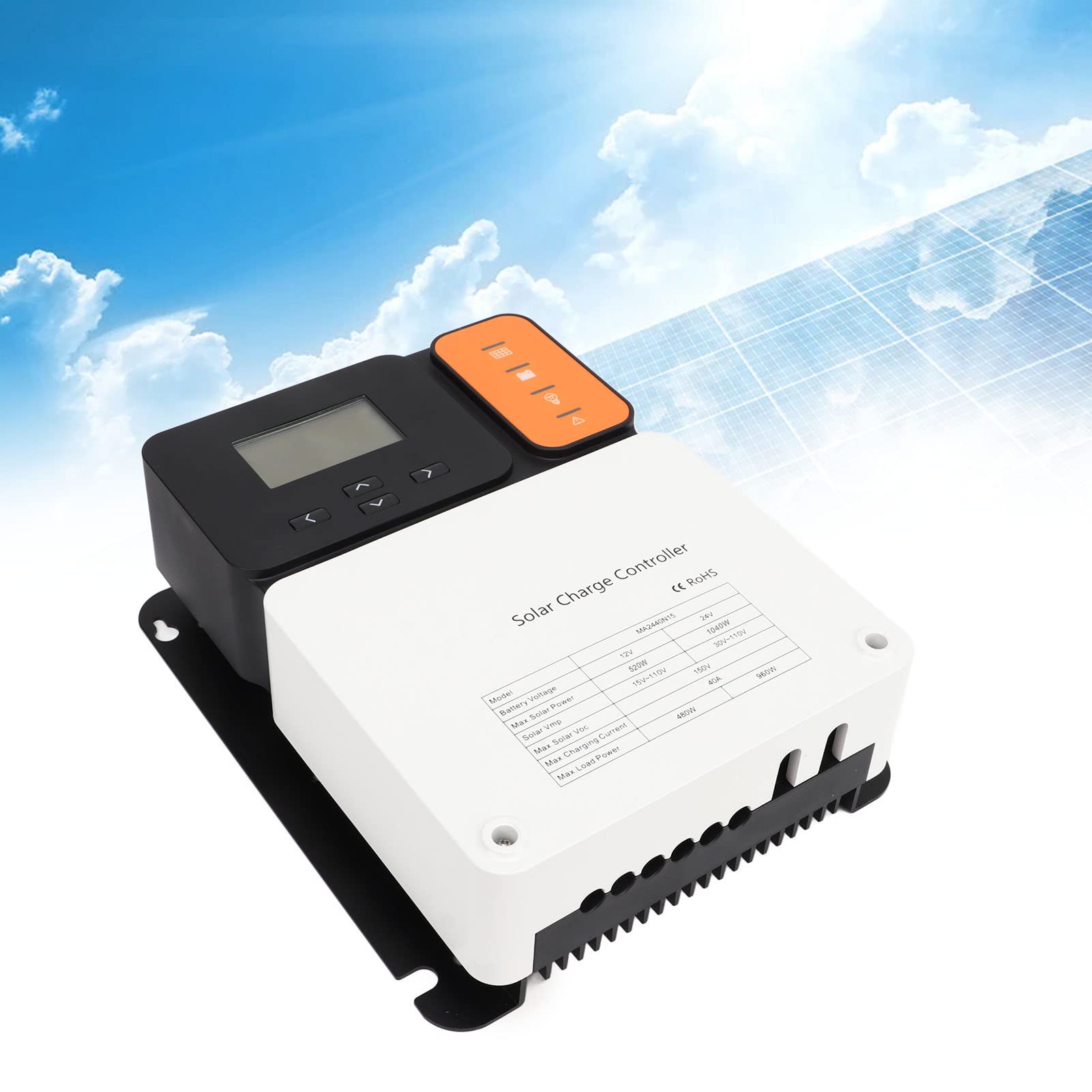 40A MPPT Solar Charge Controller 12V/24V Auto - 99.9% High Efficiency with Charge/Discharge Protection - Compatible with Solar Panels & Batteries for Off-Grid PV Systems - Perfect for RV, Marine, Cabin & Home Solar Power Management