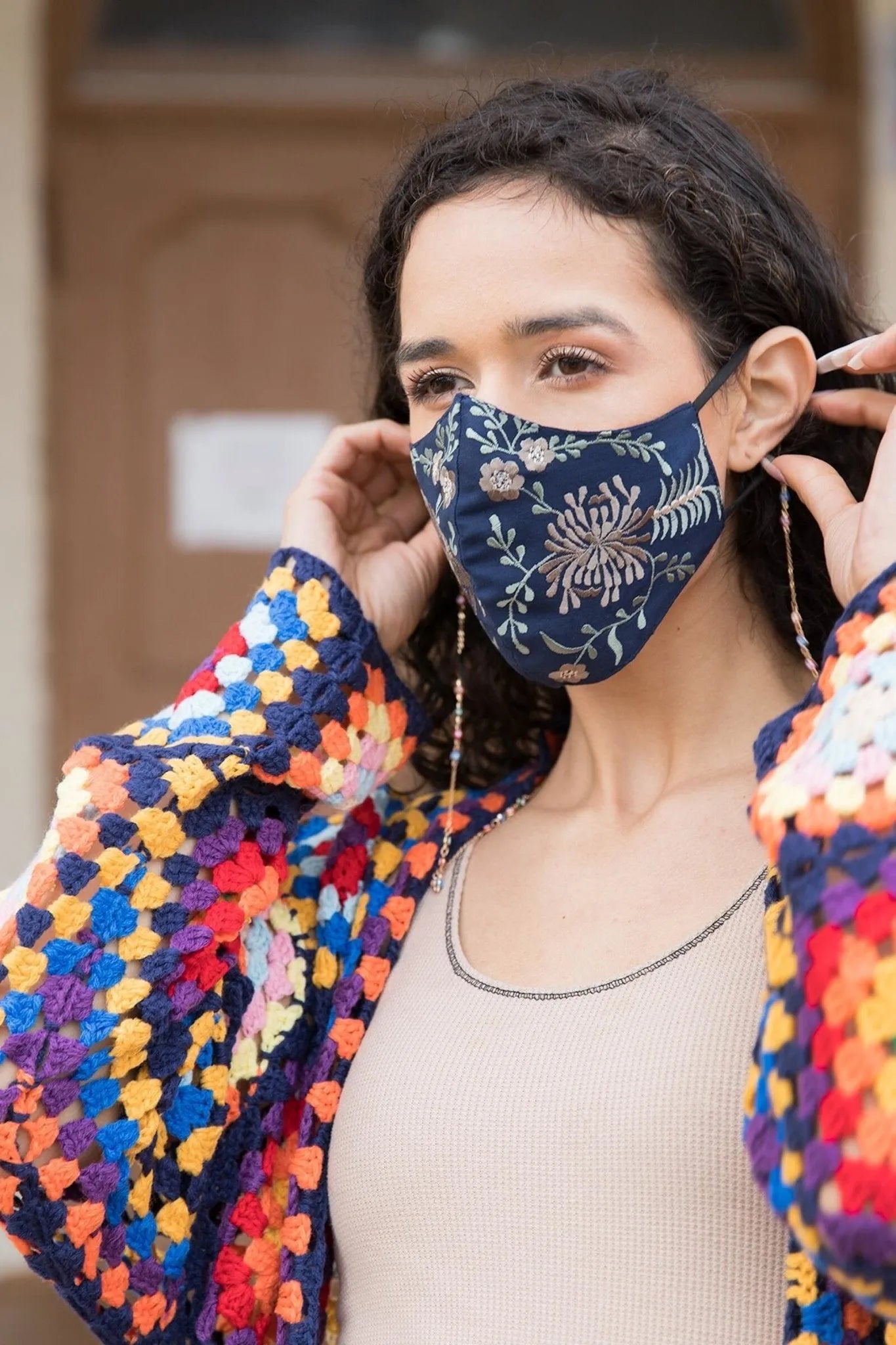 Primavera Embroidered Face Mask - Reusable Cotton Floral Design for Women & Men - Perfect for Travel, Shopping & Daily Protection