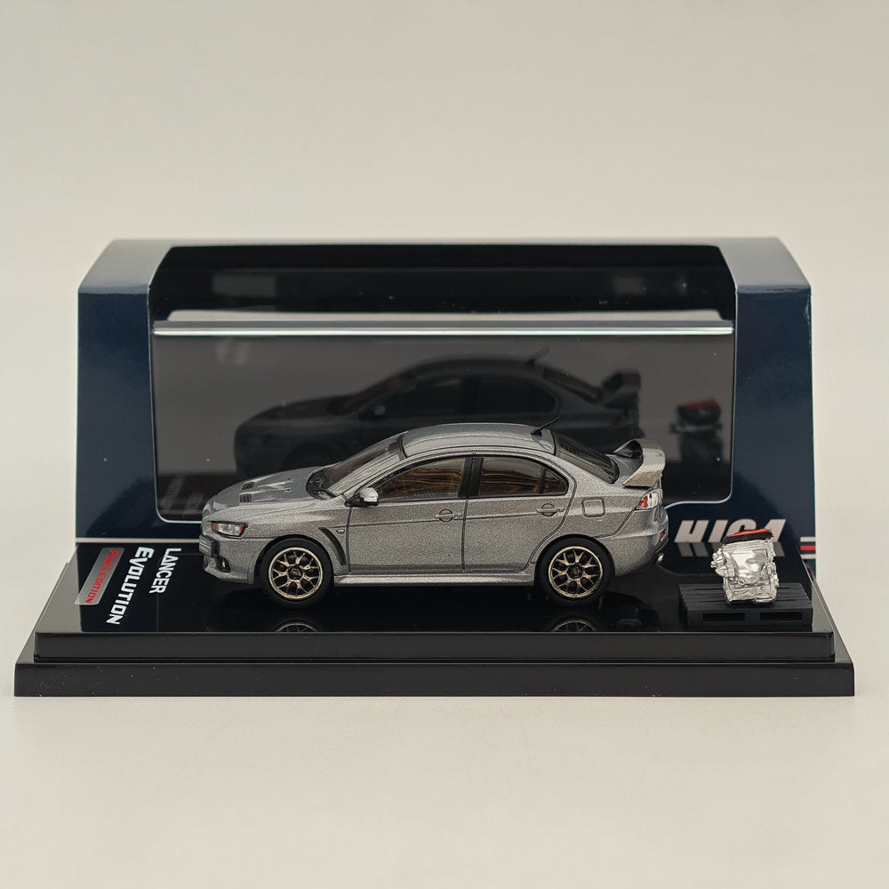 1/64 Scale Mitsubishi Lancer Evolution X Final Edition Diecast Model Car - Gray HJ642053AGM by Hobby Japan | Collectible Toy Car for Display, Racing Enthusiasts & Diecast Collections