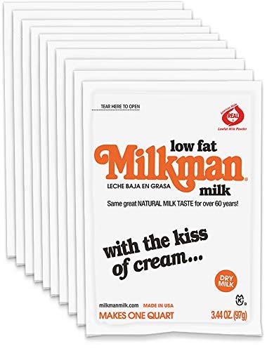 MILKMAN Low-Fat Dry Milk Powder - 8g Protein per Serving | Vitamins A&D Enriched | Shelf Stable & Hormone Free | Kosher Certified | Made in USA | 32oz (10 Pack) - Perfect for Camping, Baking, Coffee Creamer & Emergency Food Storage