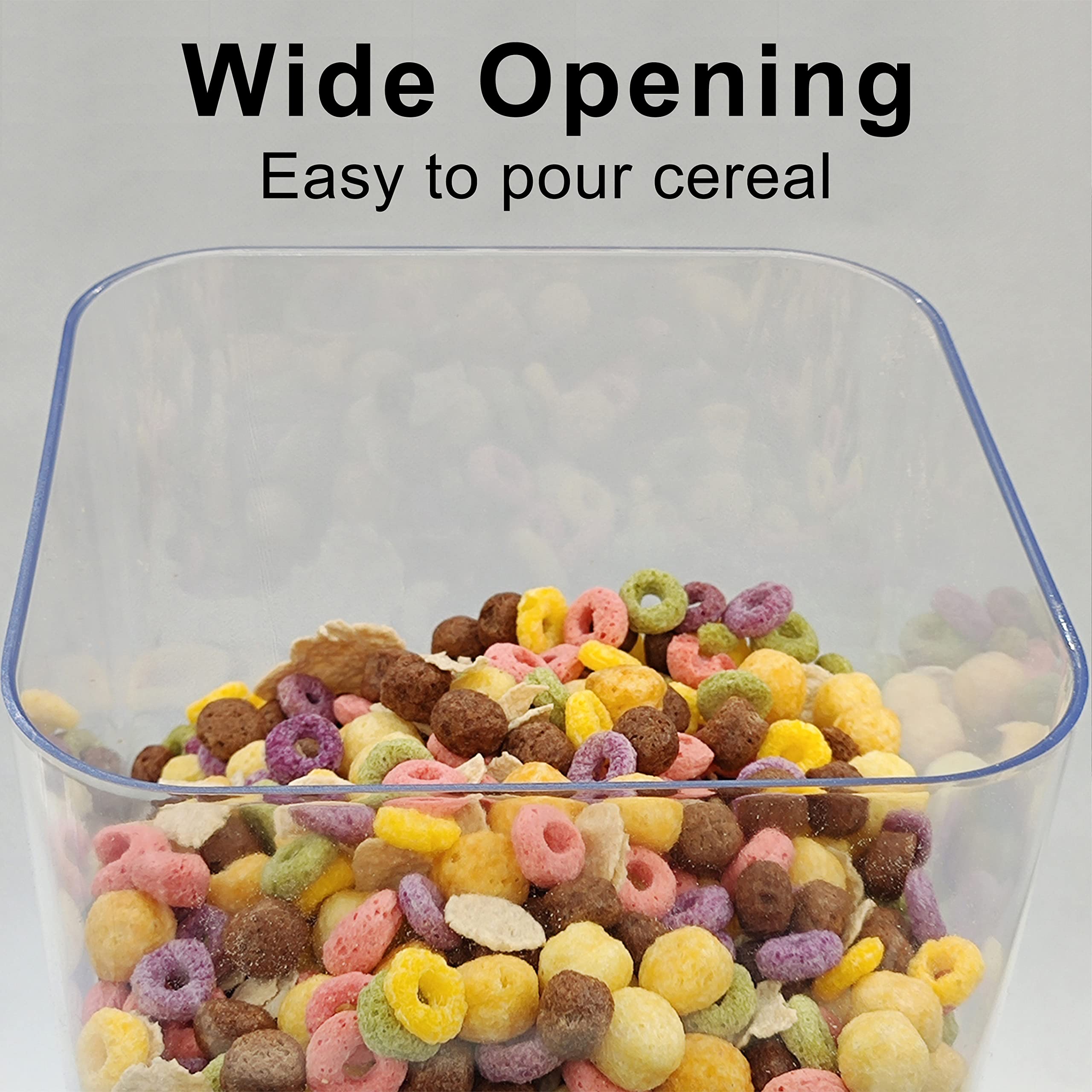 5L Cereal Dispenser with Lids - Countertop Kitchen Storage Container for Rice, Grains, Nuts, Oatmeal & Pet Food - Perfect for Pantry Organization & Meal Prep (2-Pack, Black)