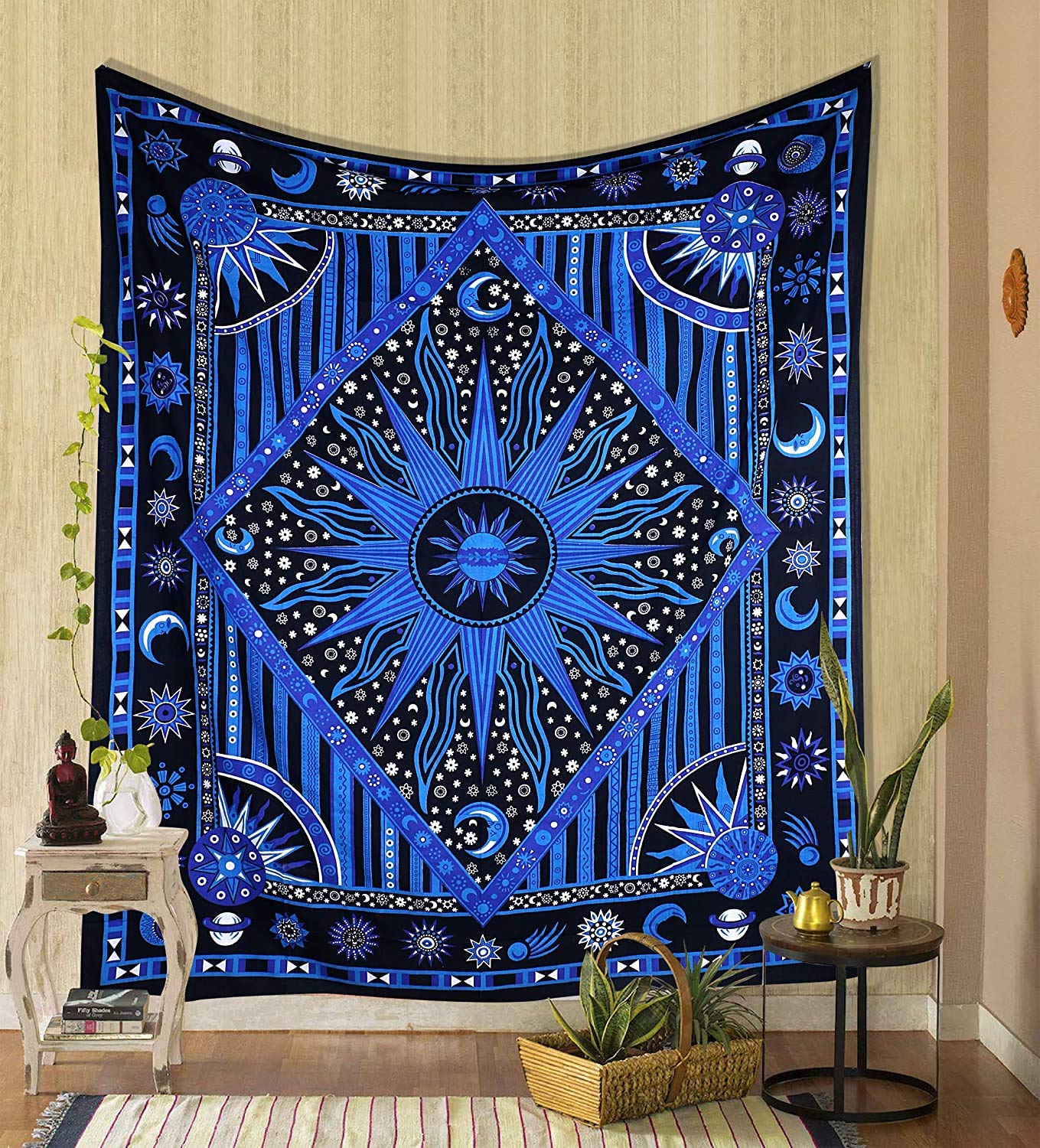 Celestial Moon Star Tapestry - Boho Wall Hanging for Bedroom & Dorm Decor