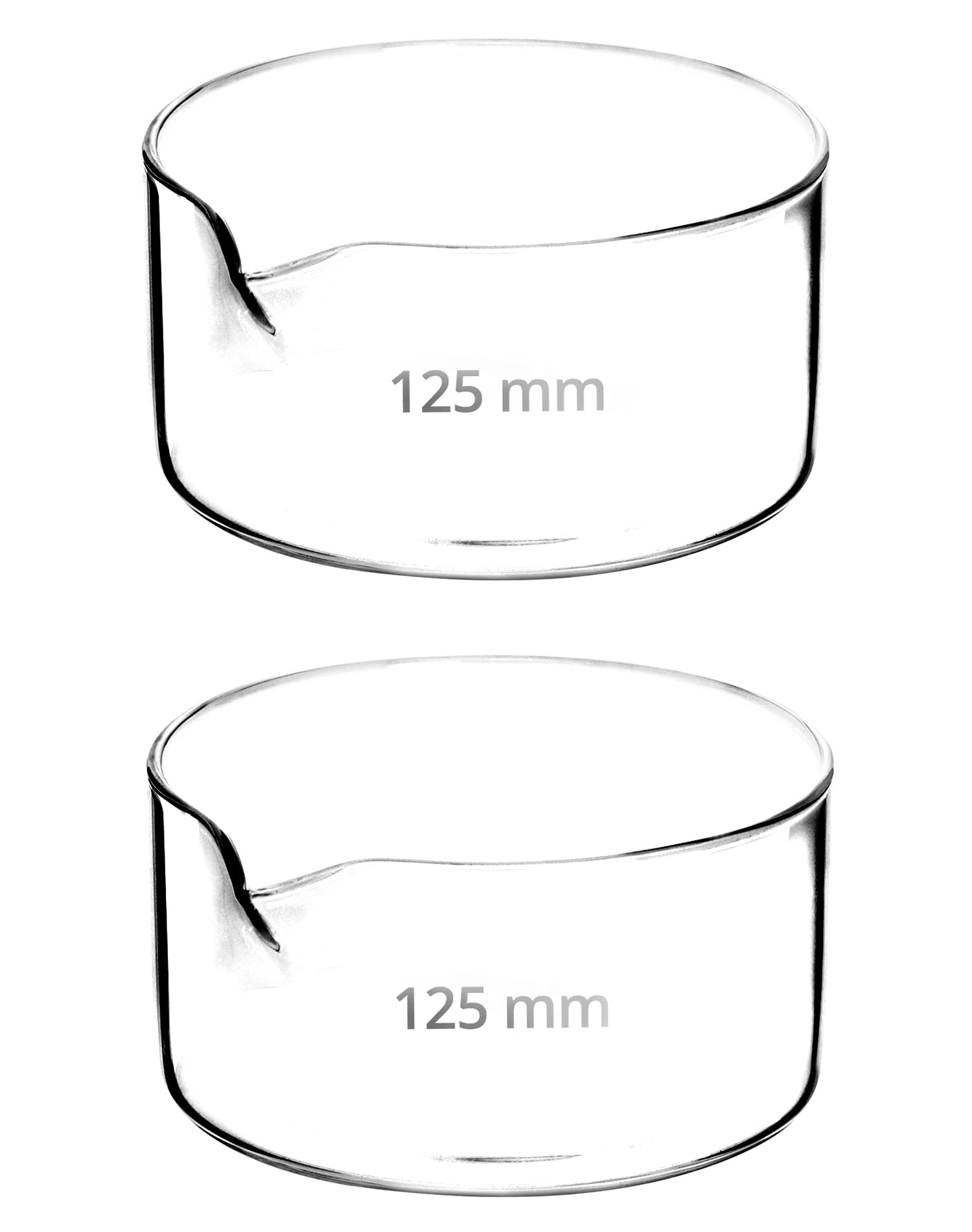 QWORK 500ml Crystallizing Dishes, 2 Pack Borosilicate 3.3 Glass Lab Dishes with Flat Bottom, Spout & Heavy Rim - for Chemistry Experiments, Science Classrooms, Home DIY Projects & Kitchen Use