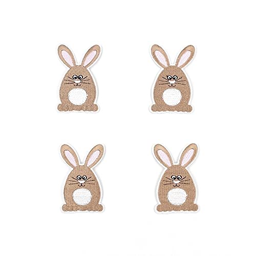 10PCS Cute Rabbit Iron On Patches - Brown & White Animal Embroidery Patches for DIY Clothes, Jeans, Backpacks & Accessories - Perfect for Kids & Adults Craft Projects