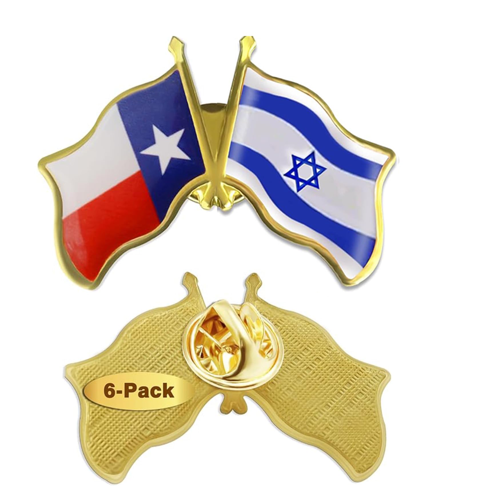 12/24/50/100Pcs Texas & Israel Flag Lapel Pins - Bulk Waving Badge Pins for Travel Souvenirs, Political Events & Patriotic Gifts - US State & Israeli Flags Collection