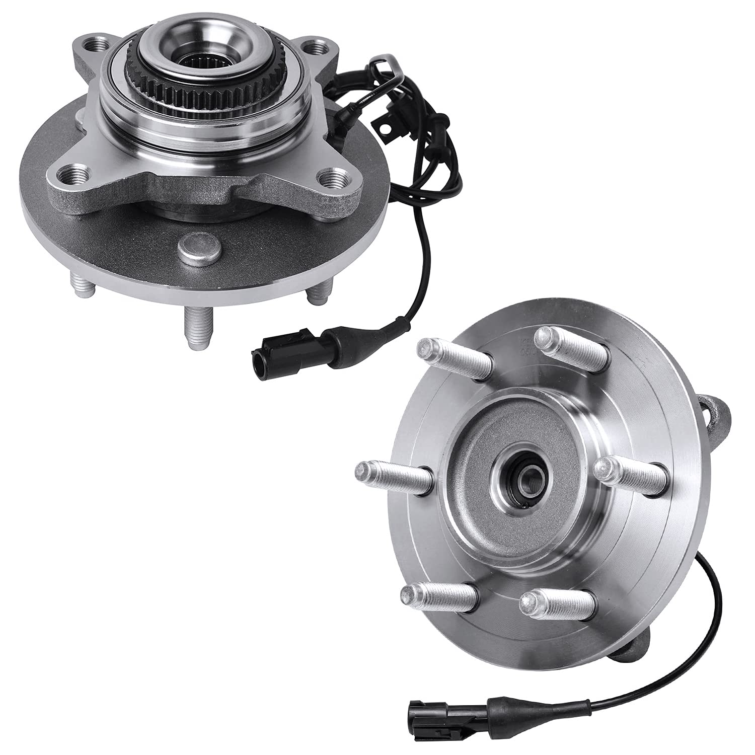 Detroit Axle 4WD Front Wheel Bearing Hubs for Ford F-150 Expedition & Lincoln Navigator Mark LT - Replacement Wheel Bearing and Hub Assembly Set (6 Lug) - Perfect for Off-Roading, Towing, and Heavy-Duty Use