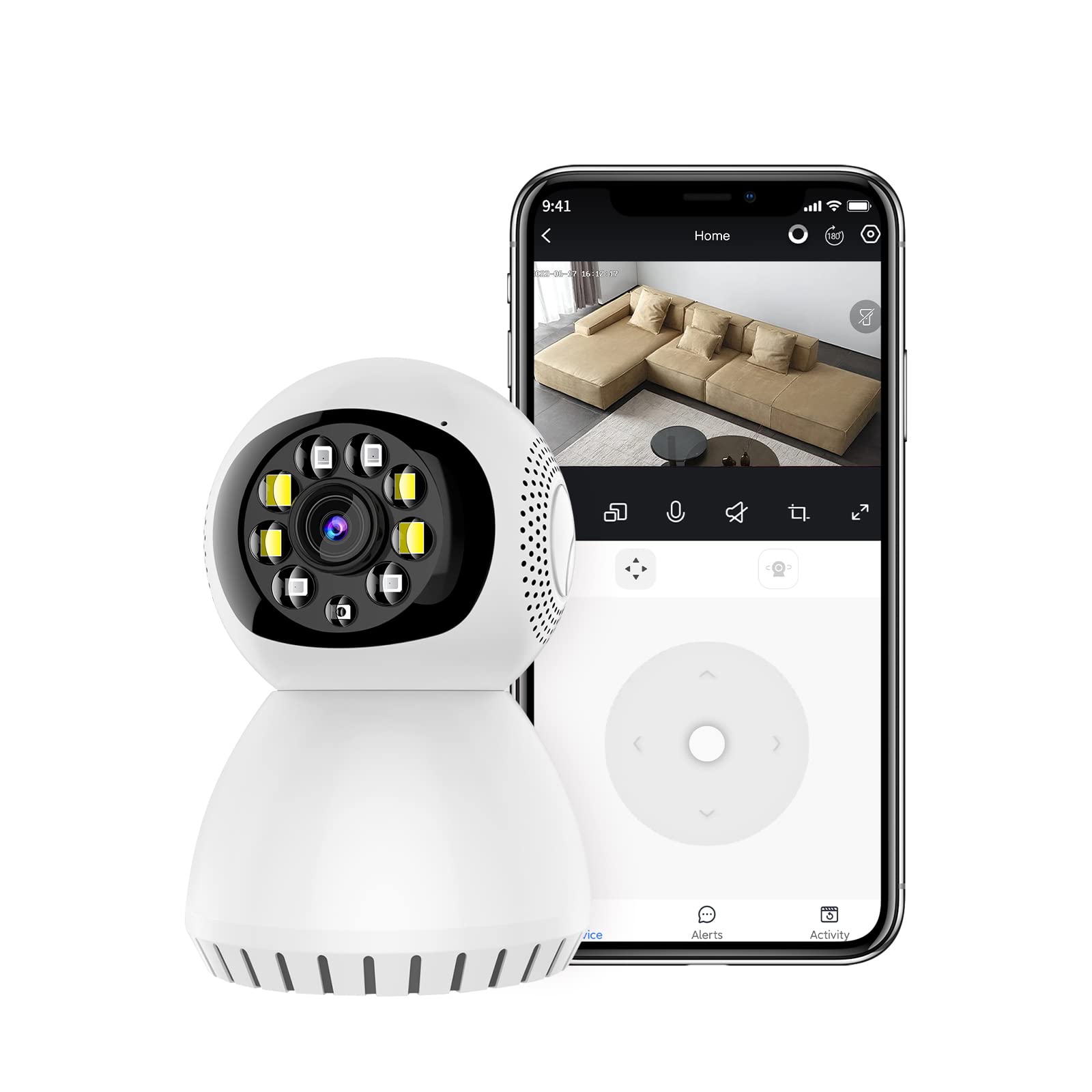 Goluodck Wireless Indoor Security Camera - 360° Panoramic View, 5G Dual Band WiFi, 1080P HD Baby Monitor for Home, Elderly & Pet Care (i108) | Ideal for Home Security, Baby Monitoring, Pet Watching & Elderly Care