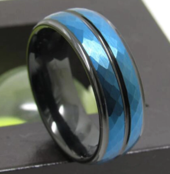 Blue Engagement Ring for Men - Sterling Silver Wedding Band for Him - Perfect for Proposals, Anniversaries & Special Occasions